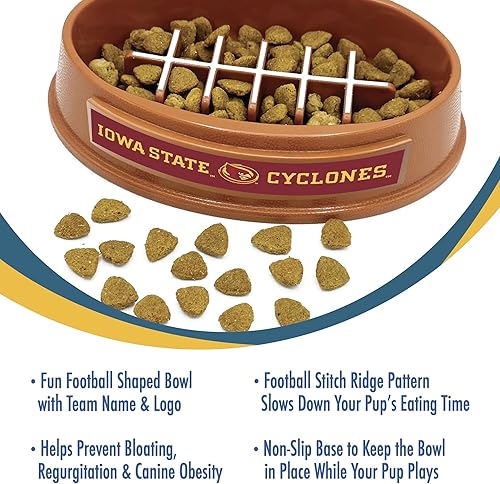 Miniatura 335 de NCAA Super-Bowl Iowa Hawkeyes - Cuenco para perros de alimentación lenta con diseño de fútbol para una digestión saludable. Cuenco antideslizante