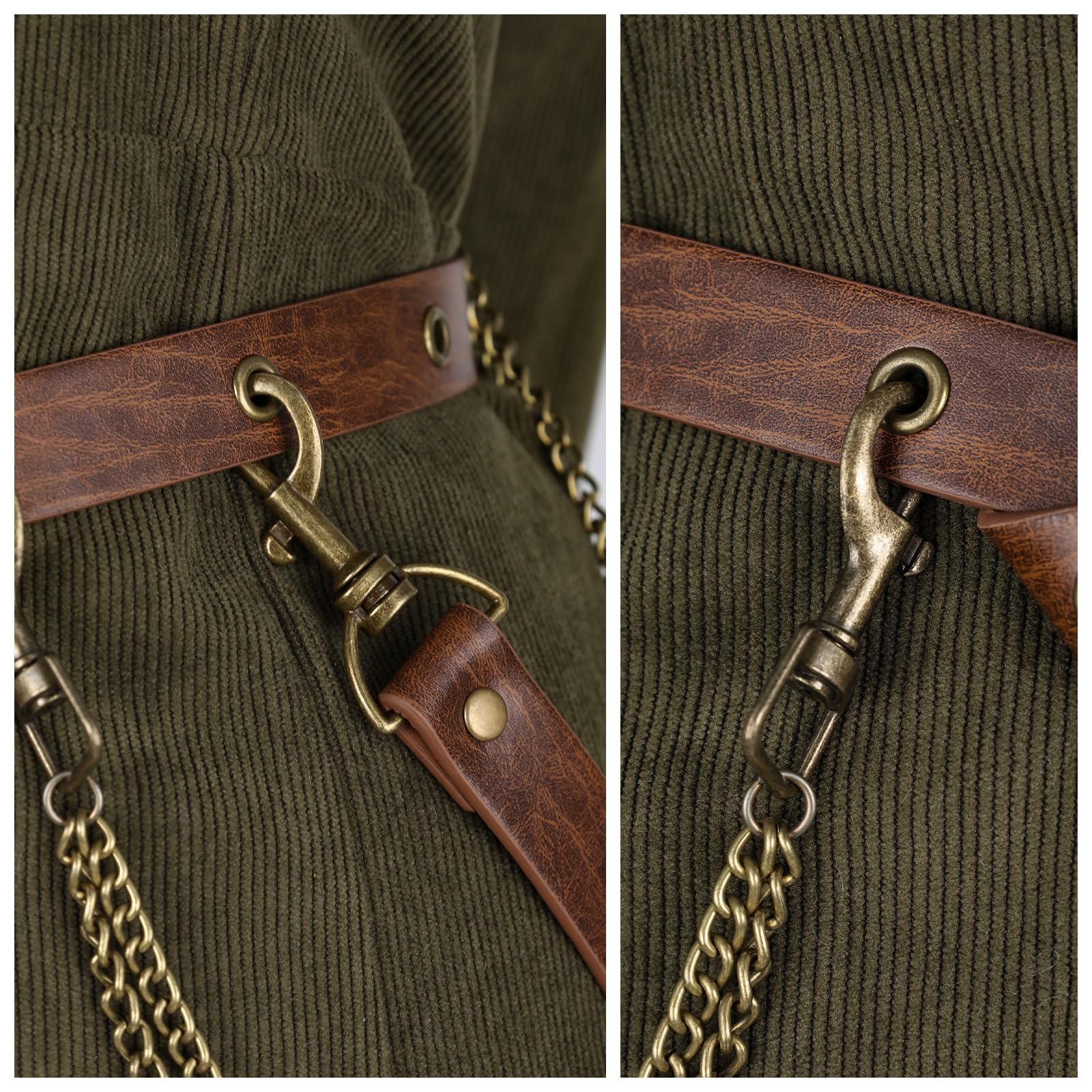 HiiFeuer 2 szt. średniowieczny pasek DIY z renesansową torbą w stylu vintage ze sztucznej skóry odpinane łańcuszki kobiety cienki pasek etui na sukienki
