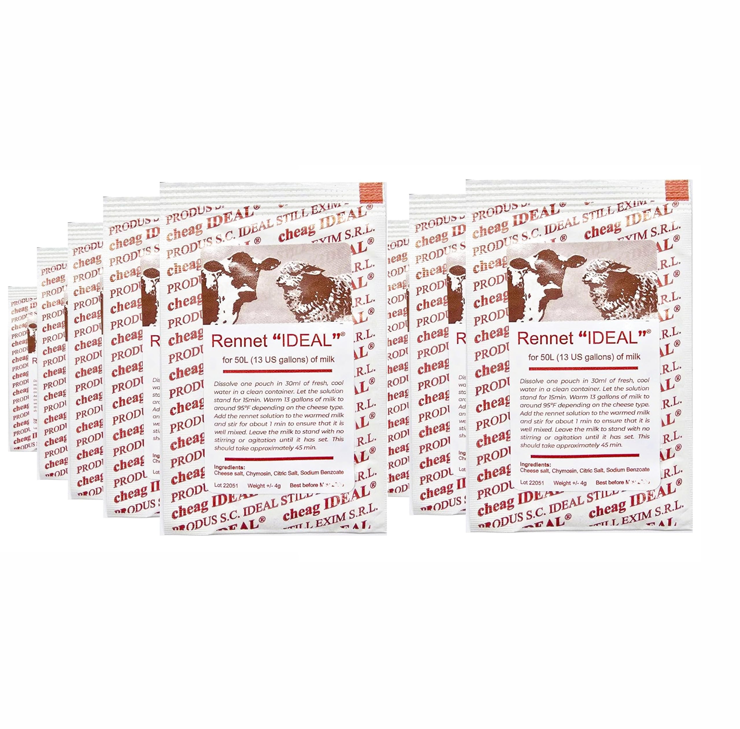 10 x RENNET & CHEESE SALT MIX 6g POUCH For any type of cheese 1 pouch for 50 liters of milk …