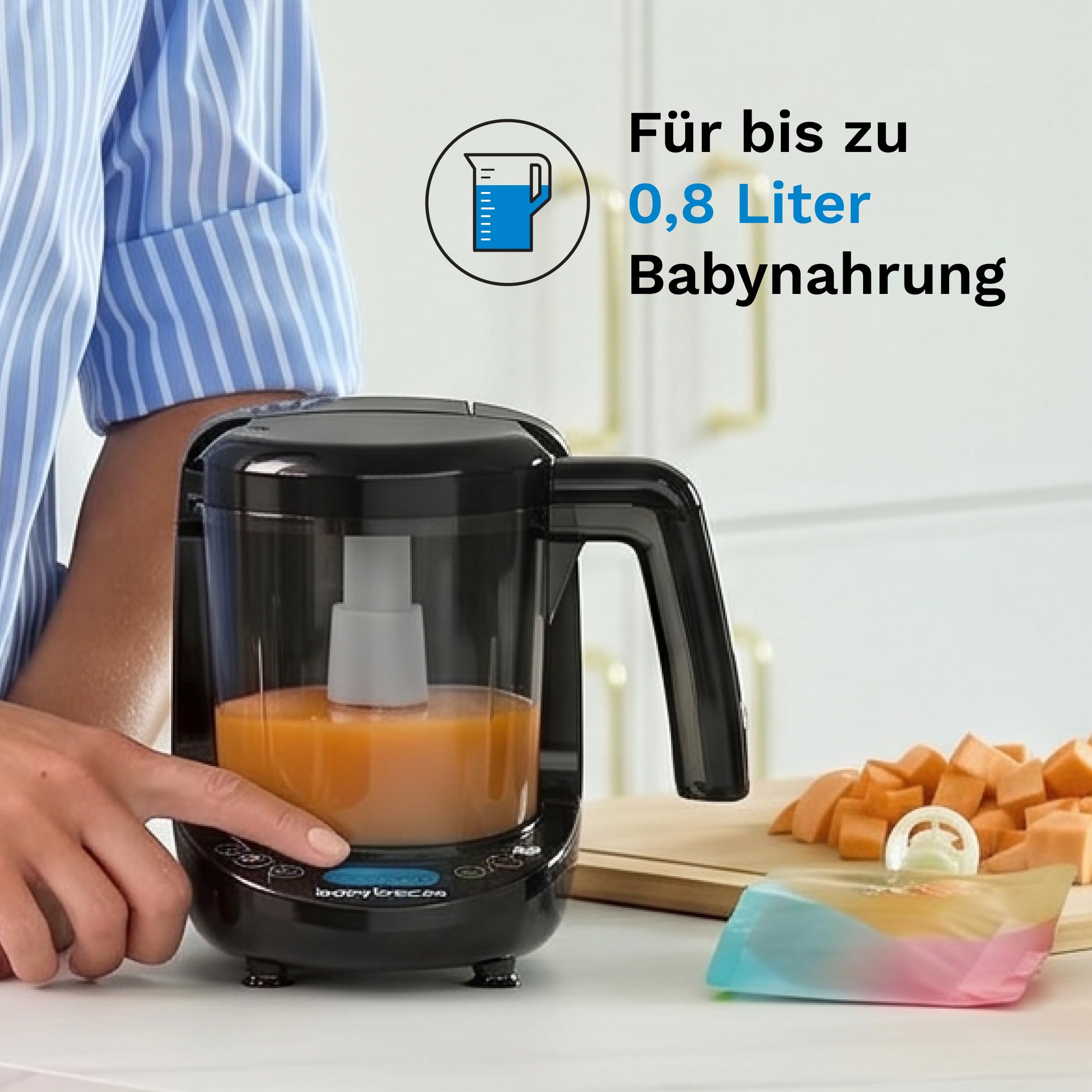 Baby Brezza Food Maker Deluxe 3-in-1 Babynahrungszubereiter Dampfgaren Mixen Kombi 800 ml BPA-frei LCD-Display