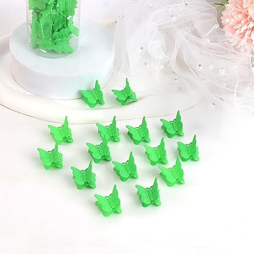 Miniatura 7 de YISSION 60 pinzas para el cabello de mariposa verde mate, lindas pinzas pequeñas de mariposa con caja paquete de los años 90 Y2K accesorios para el