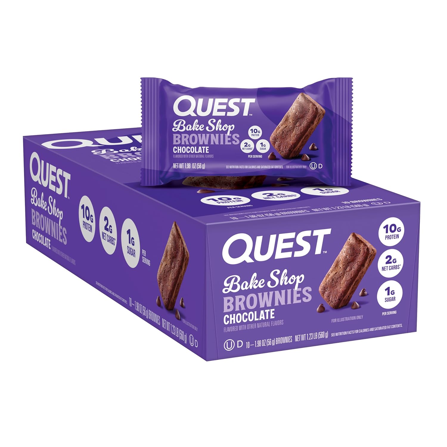 Best by 07/17/2025)) Quest Bake Shop, Chocolate Brownies, 10g Protein, 2g Net Carbs, 1g Sugar, 10 Count