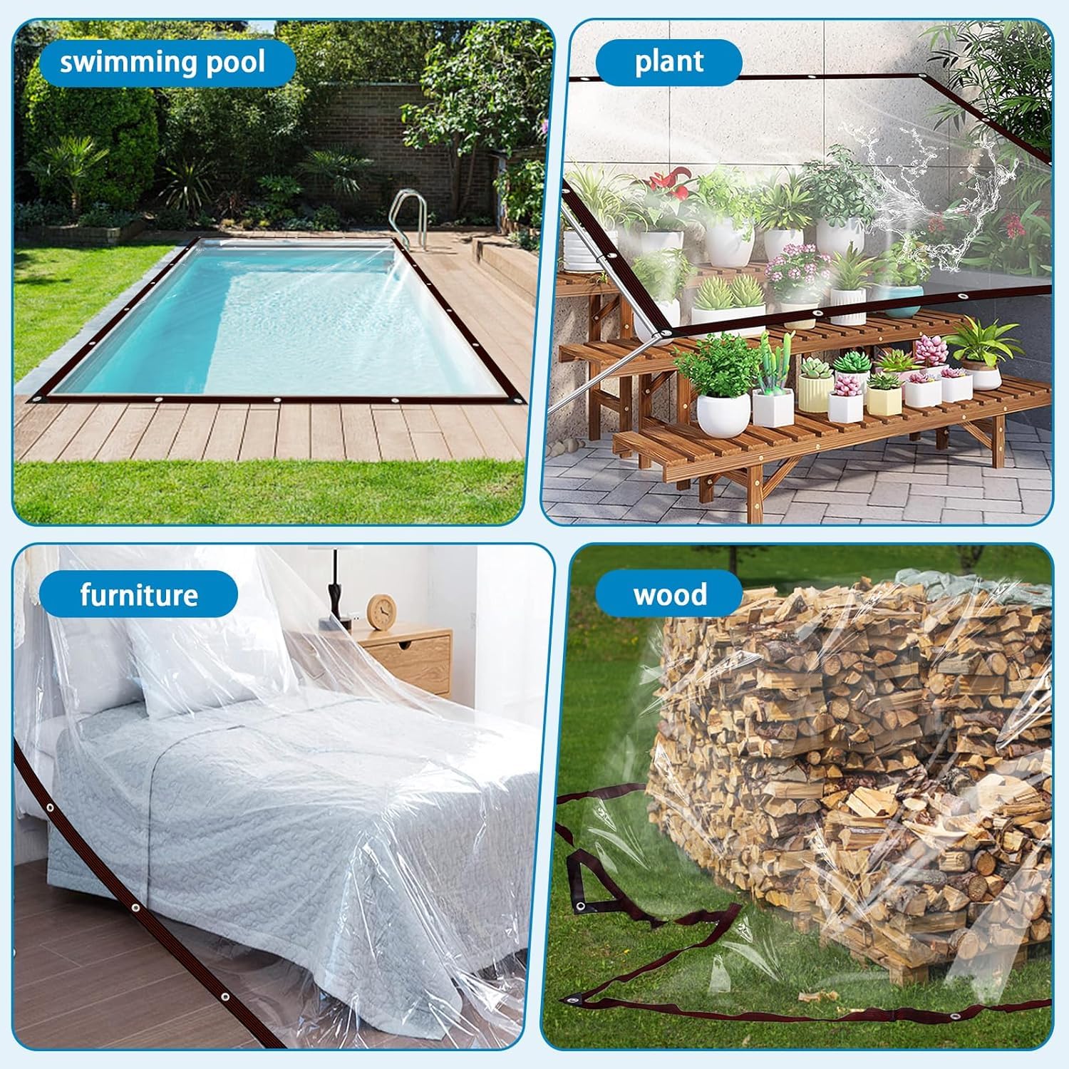 YILUFAICAI Bâche Transparente avec Œillets pour Serre 1x5m – Toile Imperméable Épaisse et Renforcée, Anti-Déchirure pour Pergola, Terrasse, Poulailler et Jardin