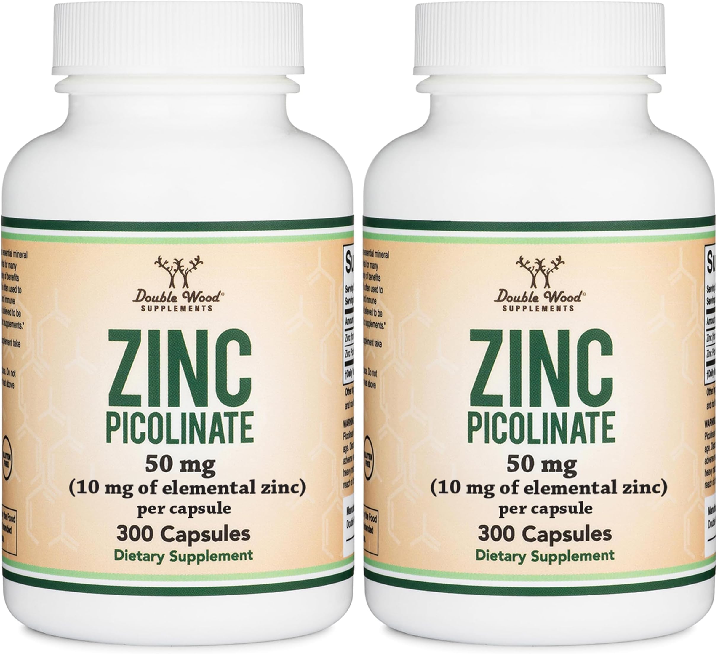 Zinc Picolinate 50mg, 300 Capsules (Immune Support) Non-GMO, Gluten Free (300 Day Supply) by Double Wood Supplements (Pack of 2) 300 Count (Pack of 2)