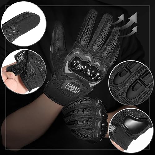 COFIT Gants de Moto, Gants à Écran Tactile Plein-Doigt pour la Course de Moto, VTT, Escalade, Chasse, Randonnée et Autres Sports de Plein Air - Noir L - 2