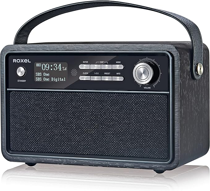 ROXEL RETRO D1 Vintage DAB/FM Radio Bluetooth Speaker Bedside Alarm