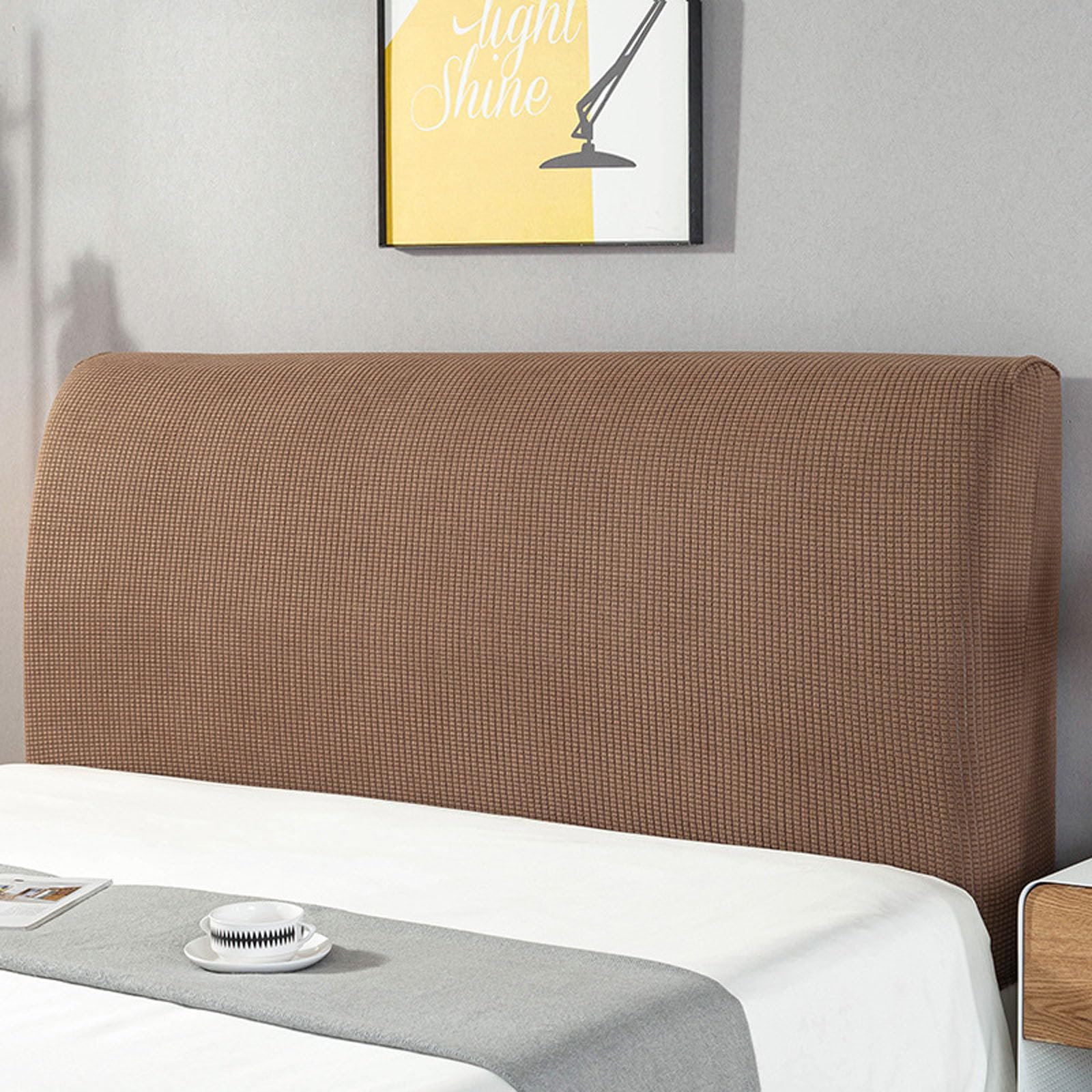Bed Headboard Covers, Headboard Slipcover Protector for Double Bed/Small Double, All-inclusive Elastic Headboard Protection Cover(Size:220cm,Color:White)