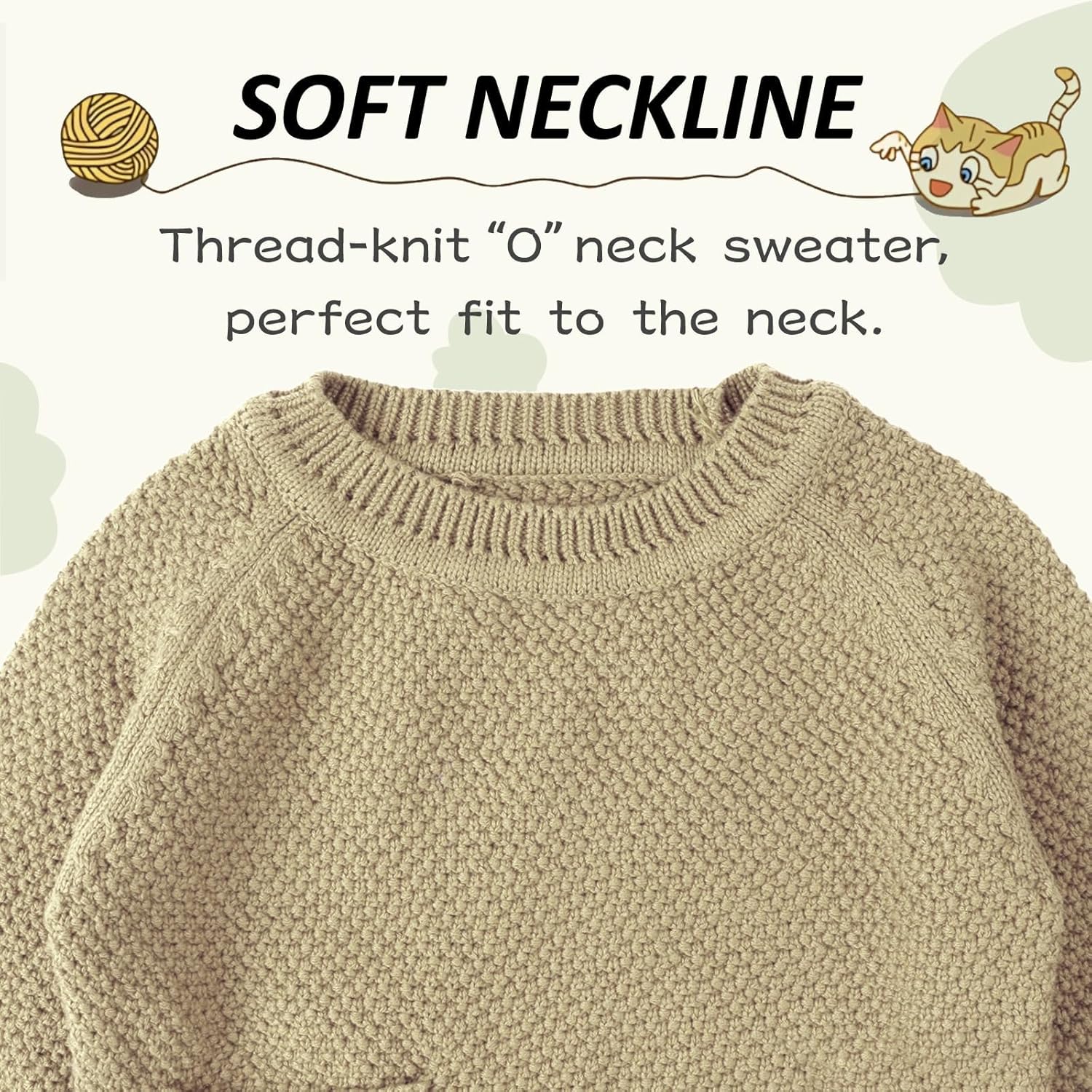 Peecabe Toddler Baby Girl Boy Cable Knit Sweater Cotton Infant Pullover Crewneck Long Sleeve Sweatshirt Fall Winter - Image 3