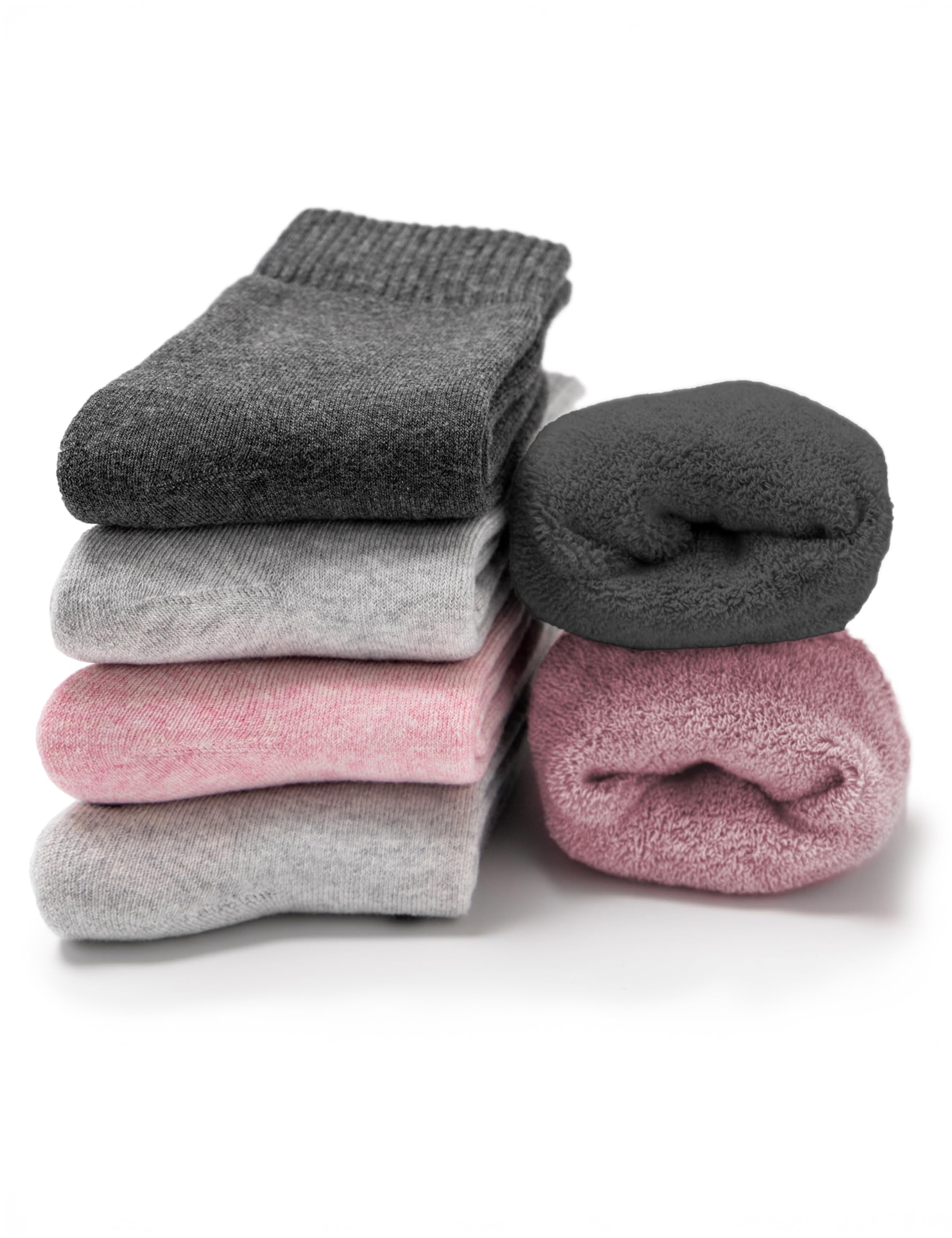 Occulto Damen Warme Thermosocken 80% Baumwolle 6er Pack (Modell: Smilla) Pink Grau 39-42