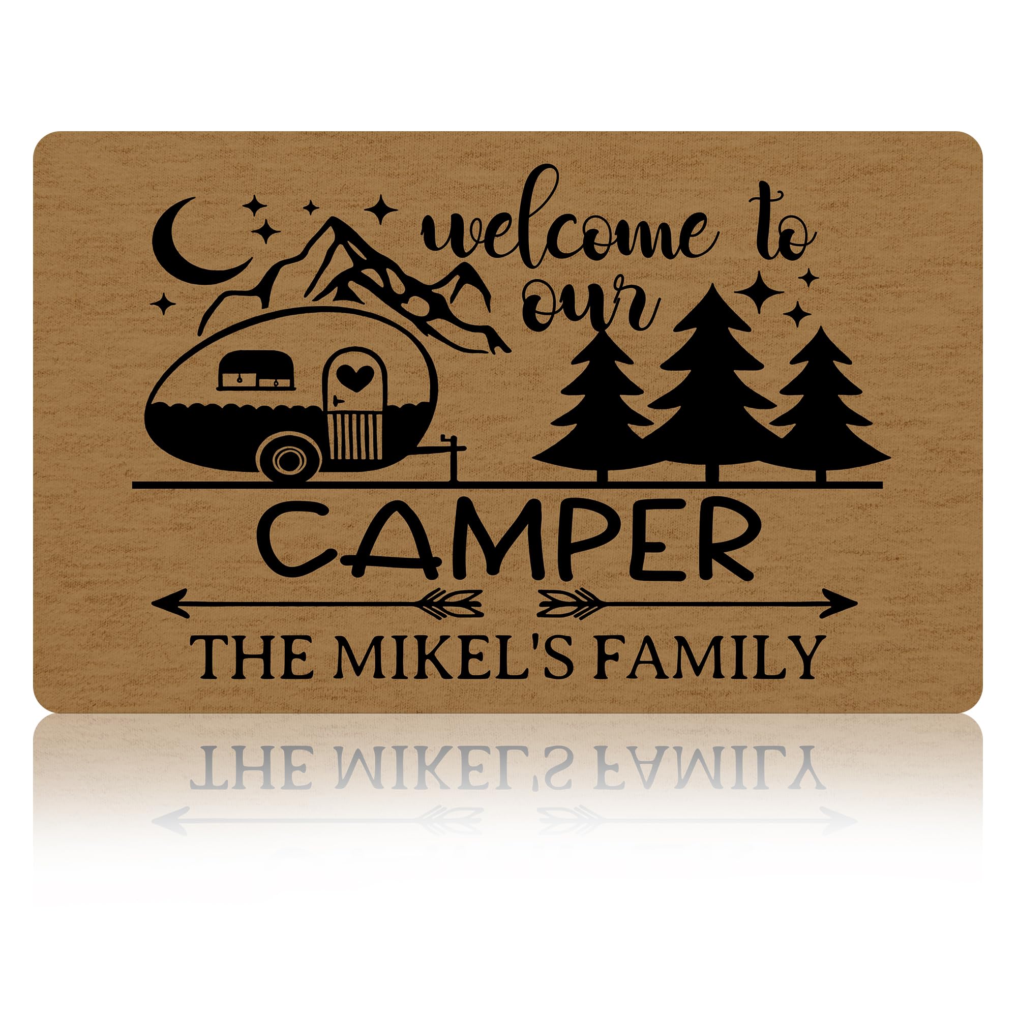 coolenious Happy Camper Camping Accessories RV Door Mat Personalized Outdoor Custom Outdoor Mat Personalize Doormats Camper Rugs Custom Welcome Mat