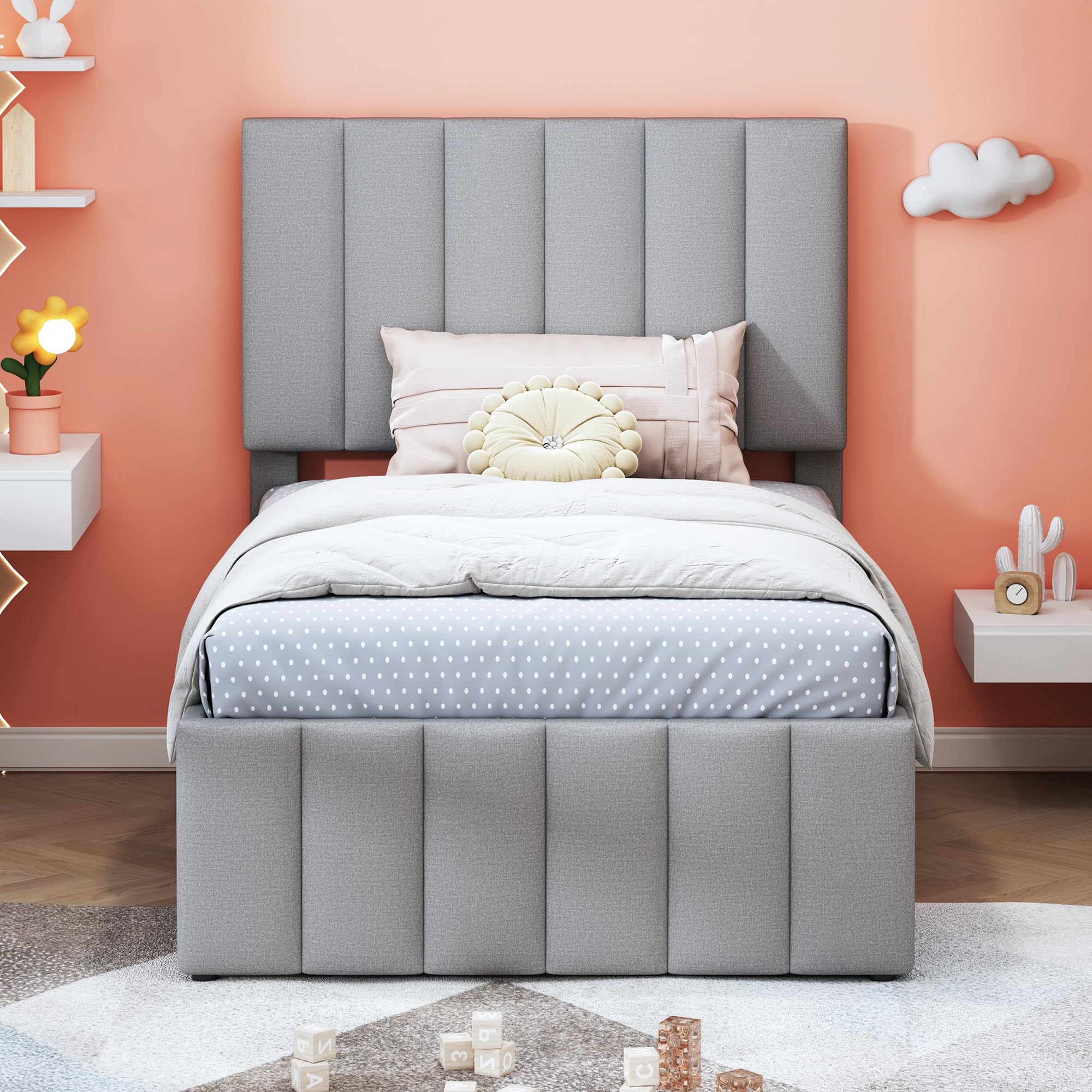 Moimhear Letto imbottito, 140 x 200 cm, letto matrimoniale, letto