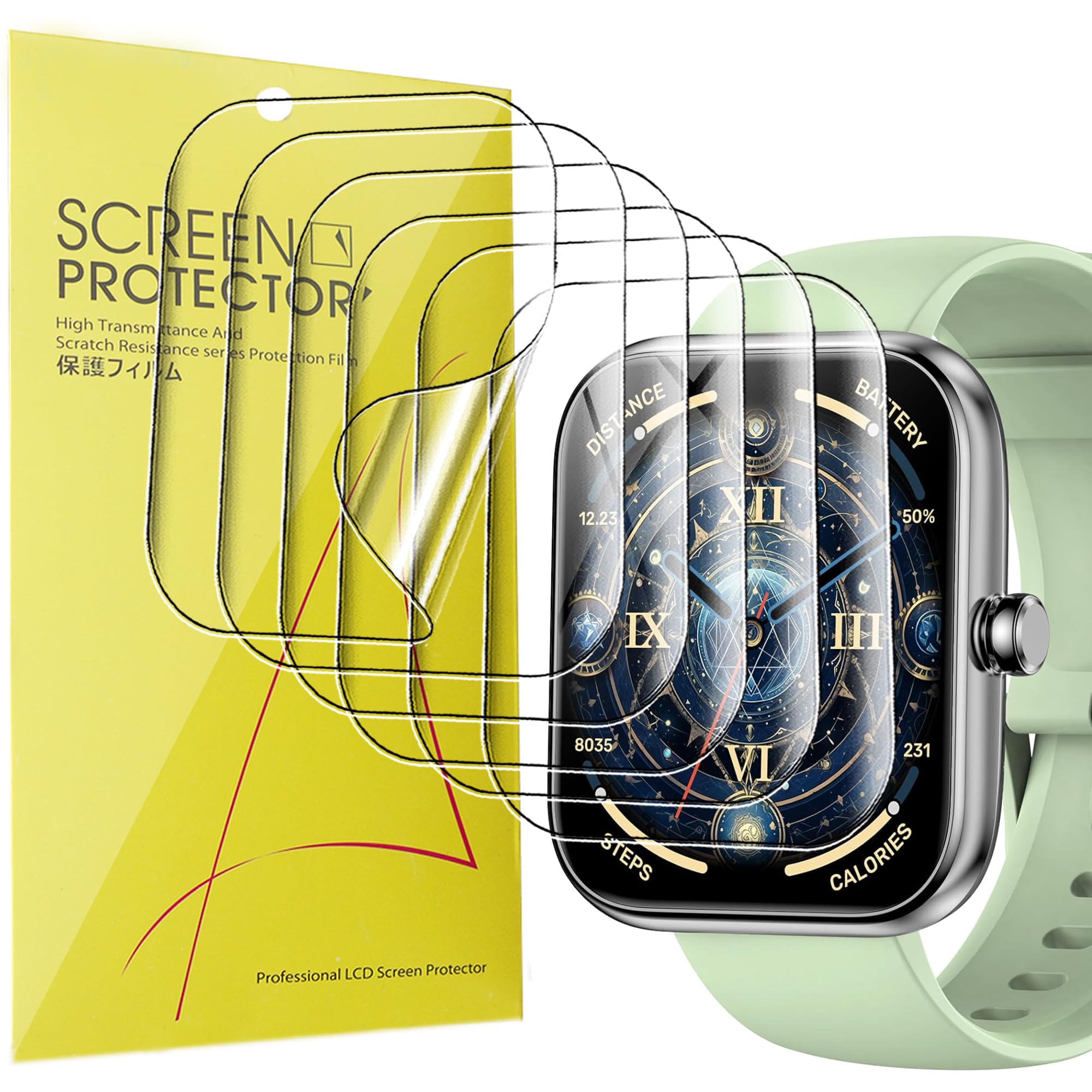 Compatible for BOOOMIC Smartwatch Screen Protector, [6 Pack] Full Coverage TPU Clear Film Compatible for BOOOMIC IDW25 1.83" Smartwatch (6 Pack)