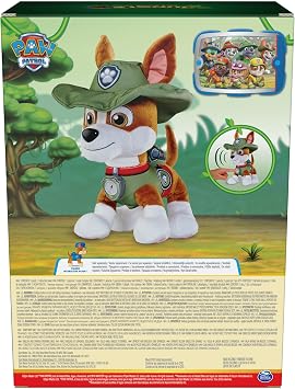 Paw Patrol Talking Tracker 12-Inch Tall Interactive Plush Toy with Music, Sounds and Bilingual Phrases Stuffed Animals, Kids Toys for Ages 3 and up