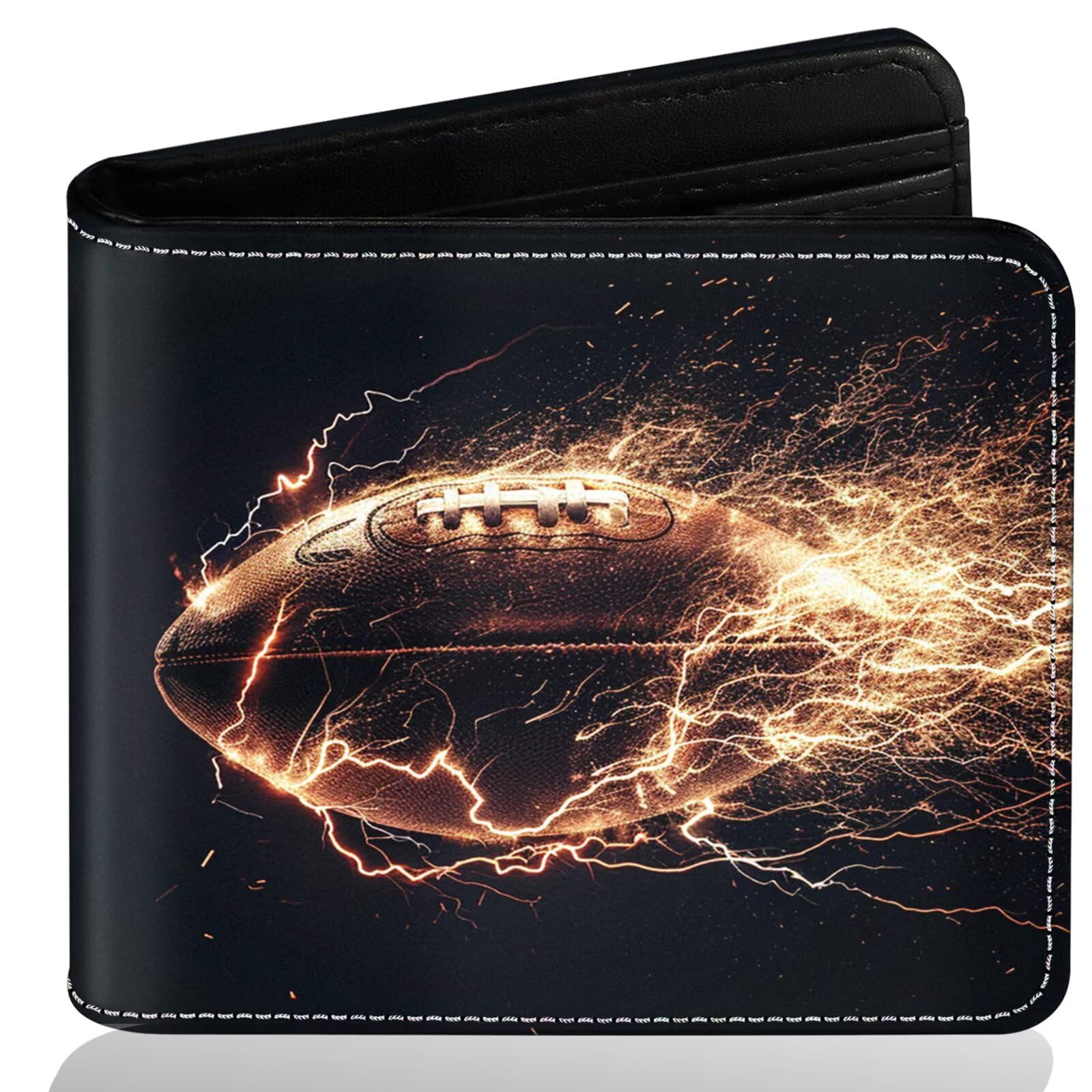 Boys Wallet for Teens, Cool Kids Wallet for Boys Ages 8-10 9-12 11-15, Funny Football Leather Bifold Rfid Blocking, Coin Pocket Id Window for Teen Men Youth Guys Birthday Christmas Gifts