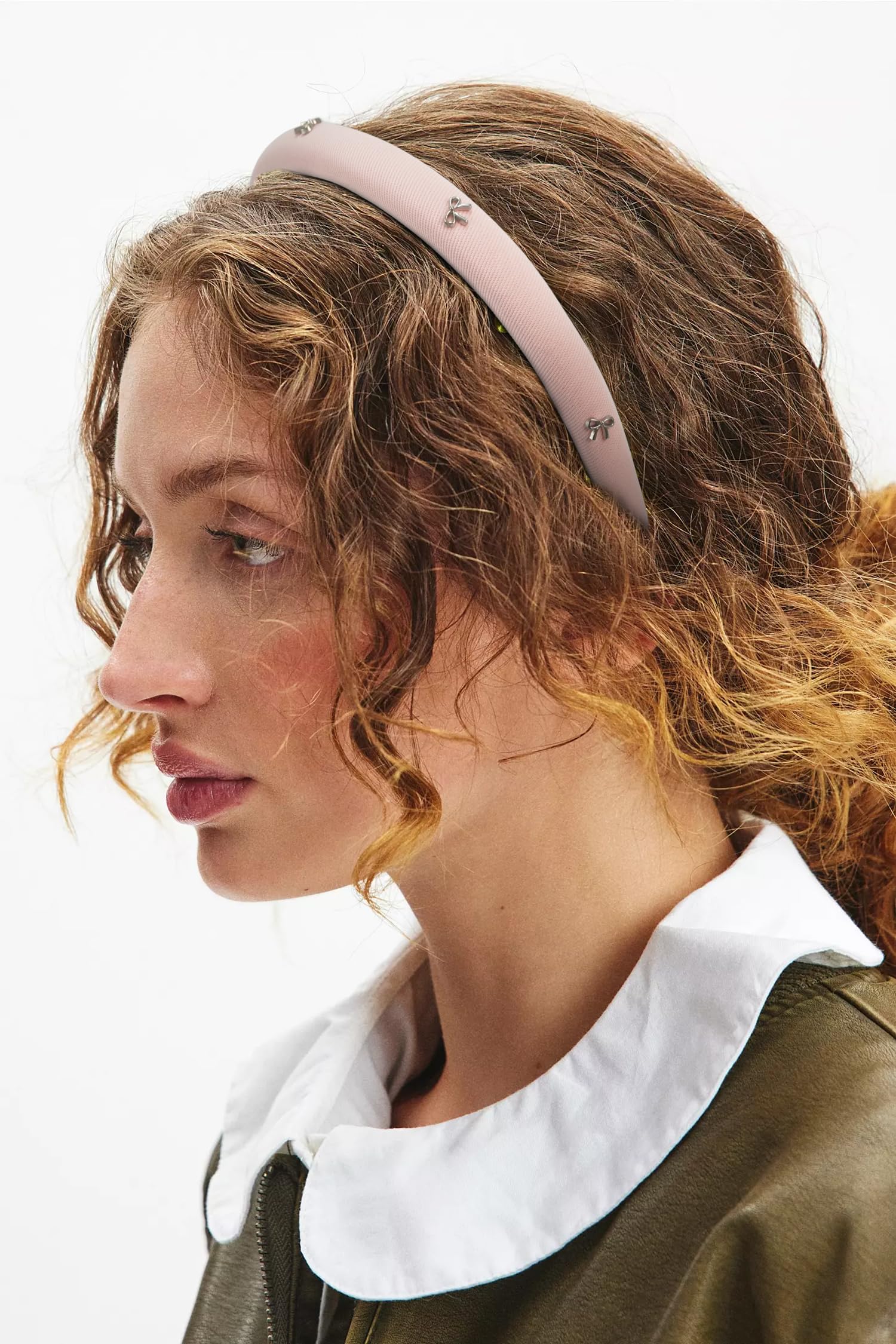 TEBIEKOY 2 fasce sottili imbottite con fiocco per donne, fasce nere antiscivolo da donna alla moda graziose fasce per capelli in tessuto rosa per accessori per capelli da donna