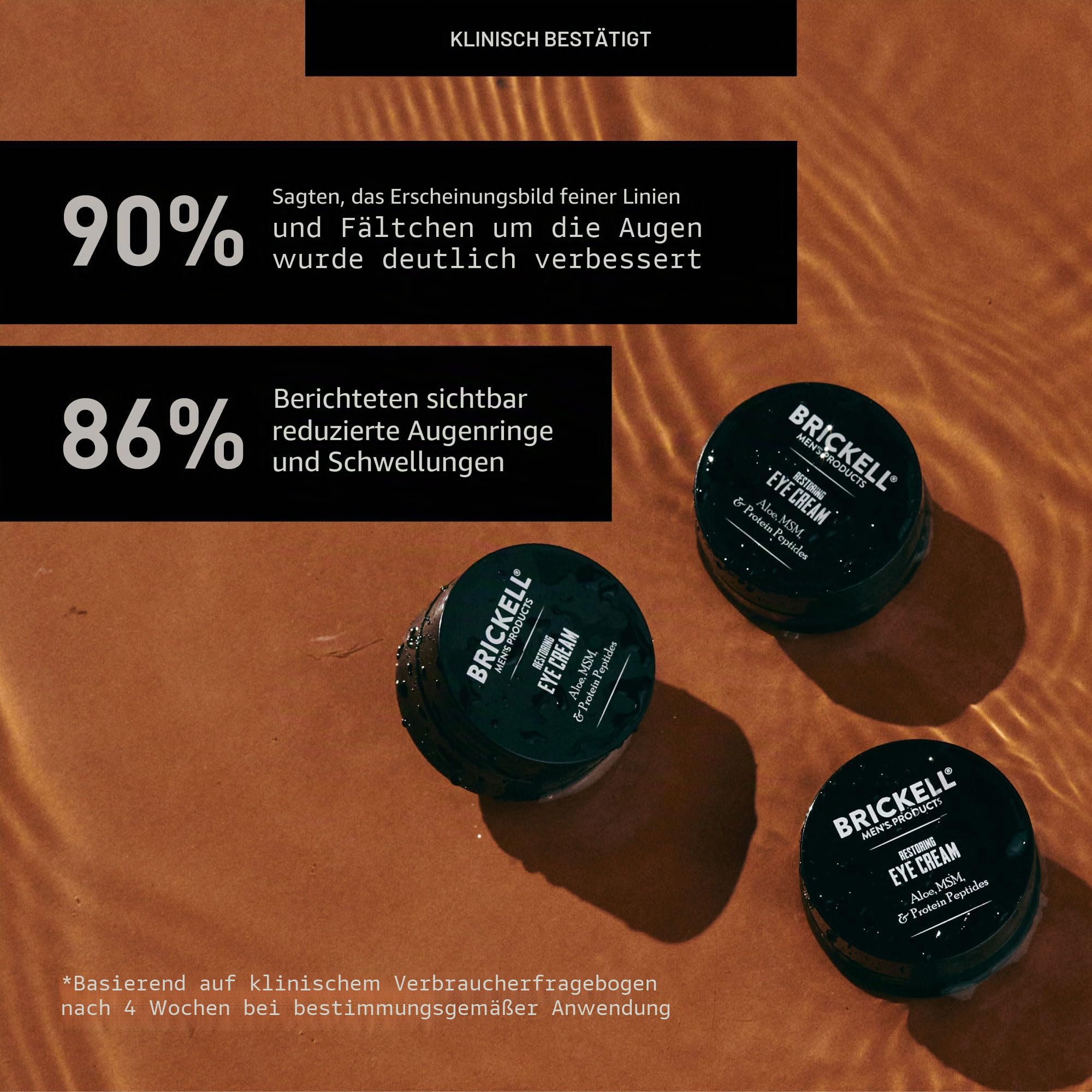 Brickell Men's Restoring Eye Cream - Natürliche und organische Anti Aging Augencreme - Augencreme gegen Falten und Augenringe - Reduziert Tränensäcke & Augen Schwellungen - 15 ml - Unparfümiert