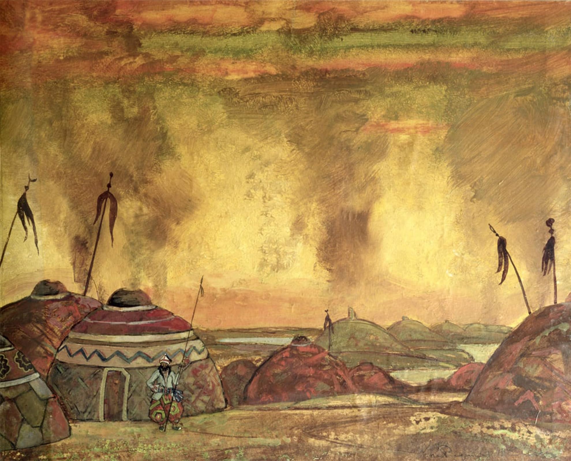 Cuadros abstractos para oficina y salon poster de lienzo Nicholas Roerich escenografia 5