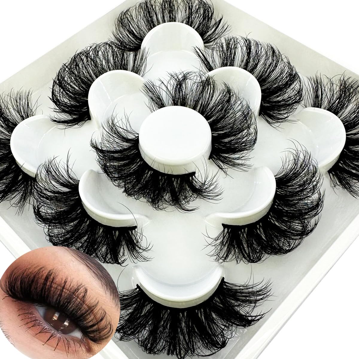 HBZGTLAD new 5 Pairs 25 mm 3d Mink Lashes Bulk Faux with Custom Natural Mink Lashes Pack Short Wholesales Natural False Eyelashes (XM555)