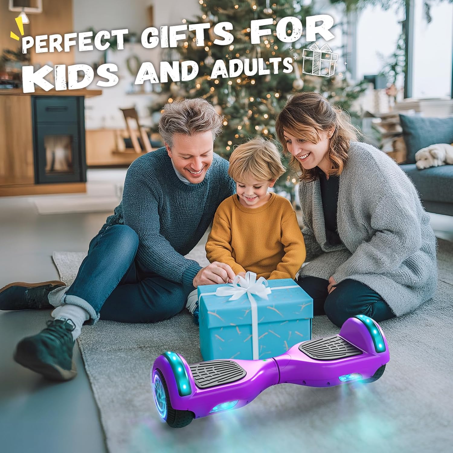 SISIGAD Scooter for Kids Ages 6-12, Bluetooth and 6.5" Colorful Lights Wheels, Safety Certified Self Balancing Scooter, for All Ages