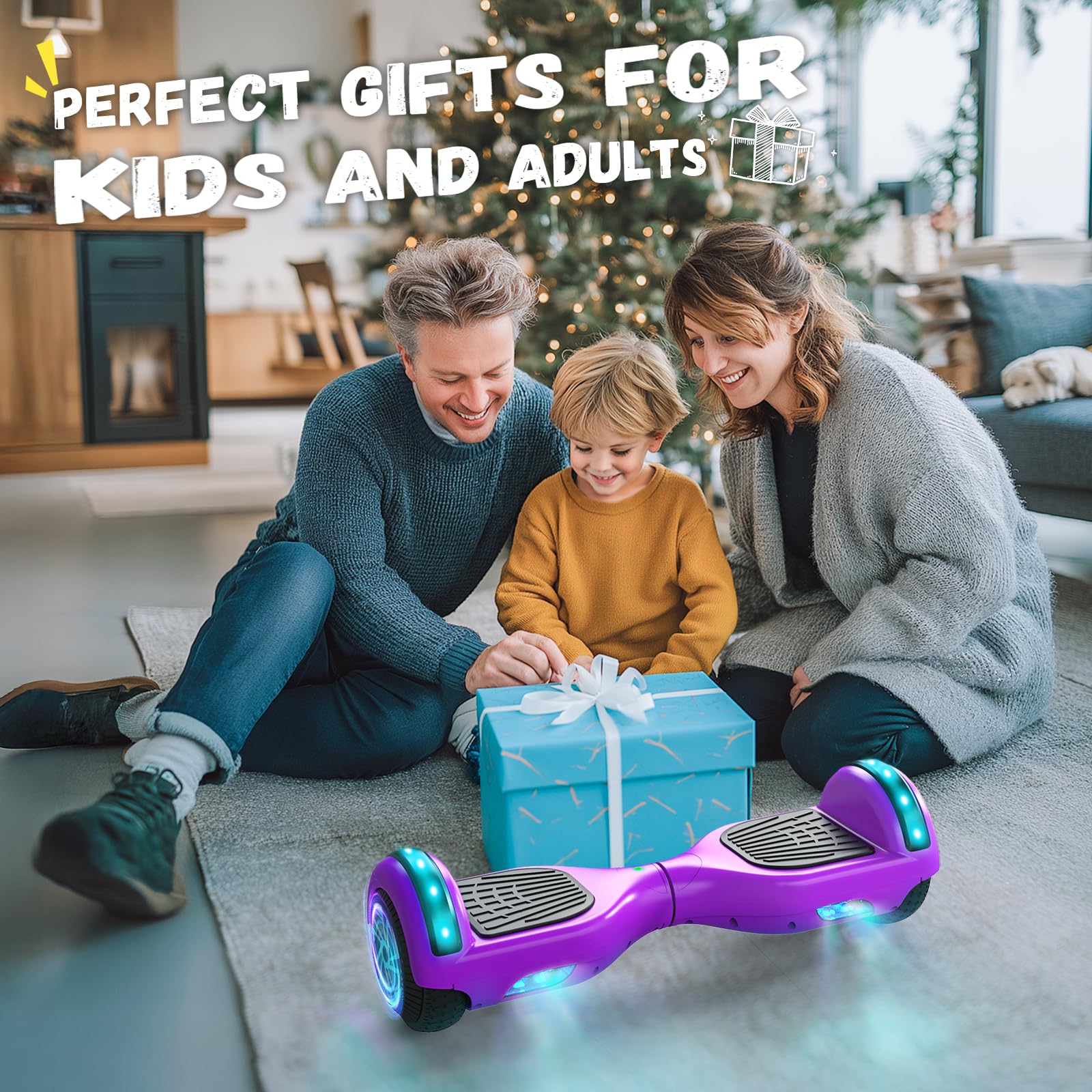 SISIGAD 6,5 pouces Scooter, hoverboard auto-équilibré avec haut-parleur Bluetooth et éclairage LED