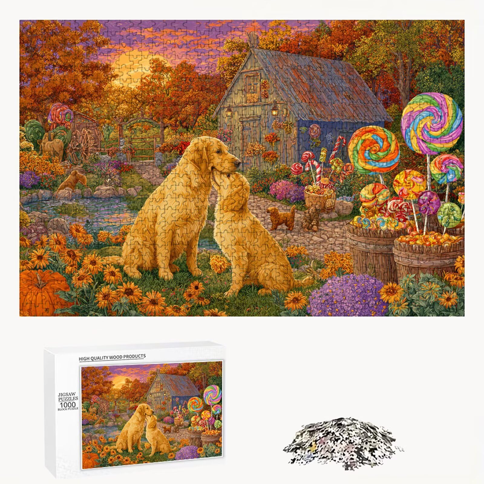 Puzzle 2000 sztuk - Gospodarstwo rolne i pies - Trwałe drewniane puzzle z literami na odwrocie - 75 x 105 cm - Kreatywne hobby bez kurzu - Artykuł kolekcjonerski i ponad 14 lat