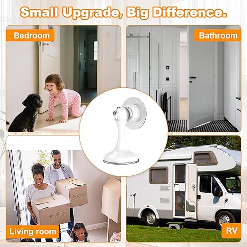 Miniatura 7 de Crosize Topes magnéticos para puerta, paquete de 2, topes de puerta de acero inoxidable para montaje en pared y piso, soporte de puerta mantiene la