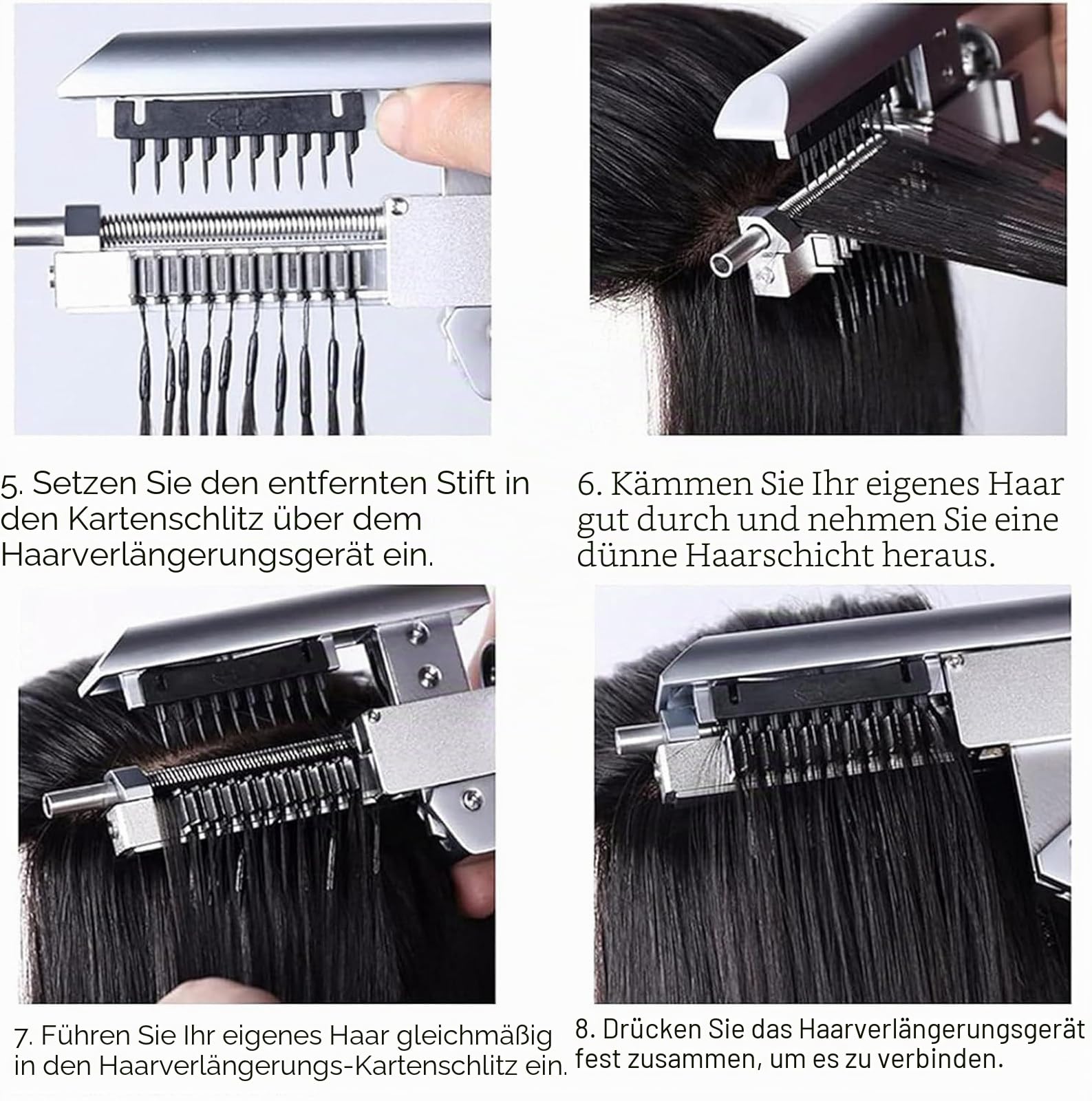 6D-Haarverlängerungsmaschinen-Set Für Salon-Echthaar, 1 Reihe, 10 Bündel, Versteckte, Spurlose Haarverlängerungen, Schnelle Installation Und Entfernung, Einfach Zu Verwenden