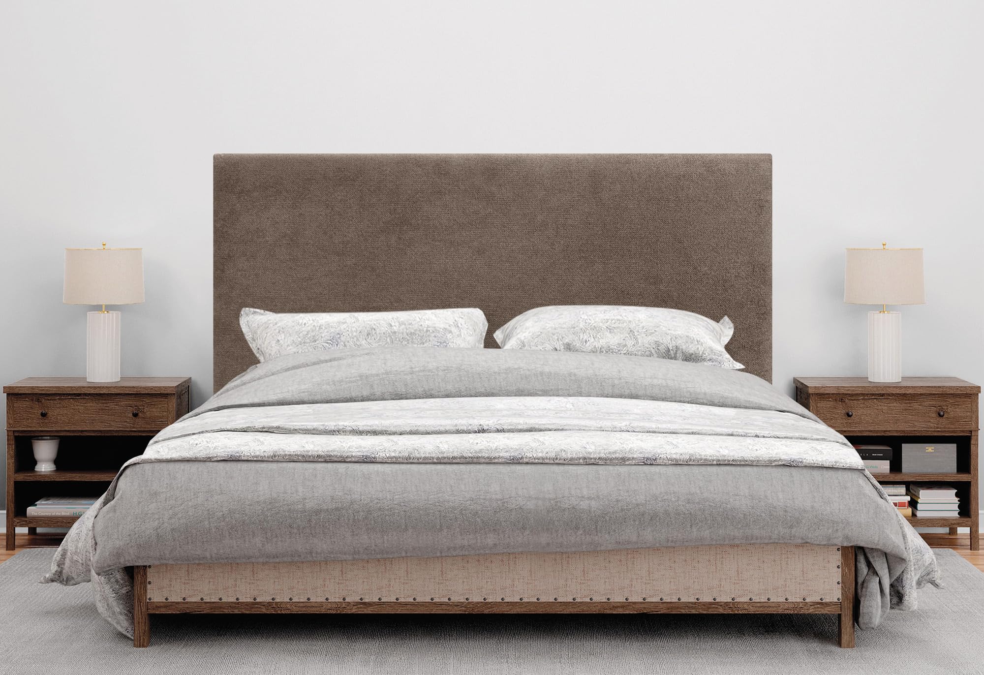 DHOME Tête de Lit Capitonnée Unie en Tissu Aqualine Hauteur 70CM Épaisseur 4cm et 8cm pour Mur Acoustique Têtes de Lit Absorbantes Chambre Lit (Marron, 160cm, Épaisseur 8cm)