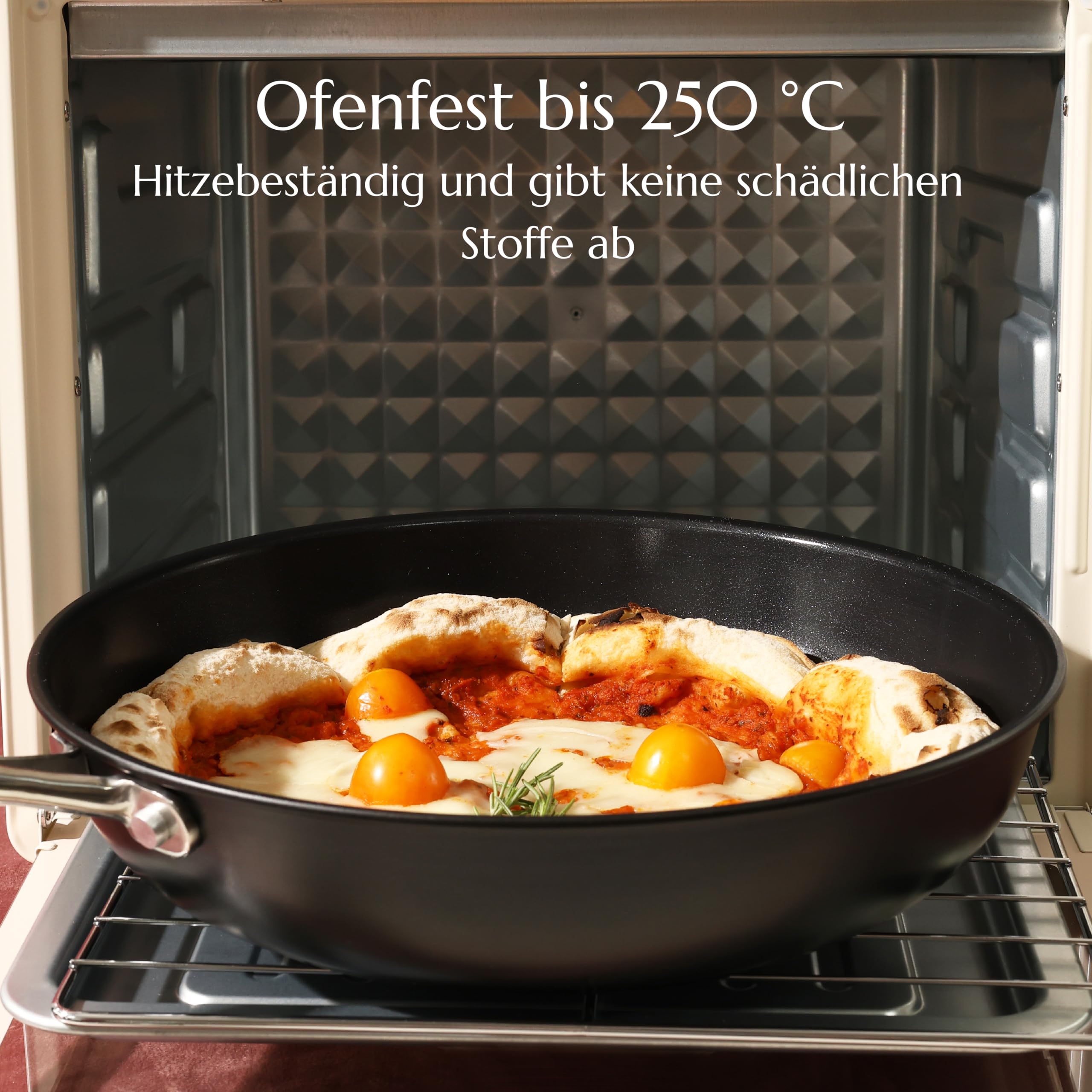 UUKRAVE Keramik Bratpfannen ohne Teflon, Pfannenset Induktion, Keramikpfanne ohne ptfe und pfoa 20/24/28 cm Ceramic Pfanne für Alle Herdarten Backofenfest, Spülmaschinenfest (Schwarz)