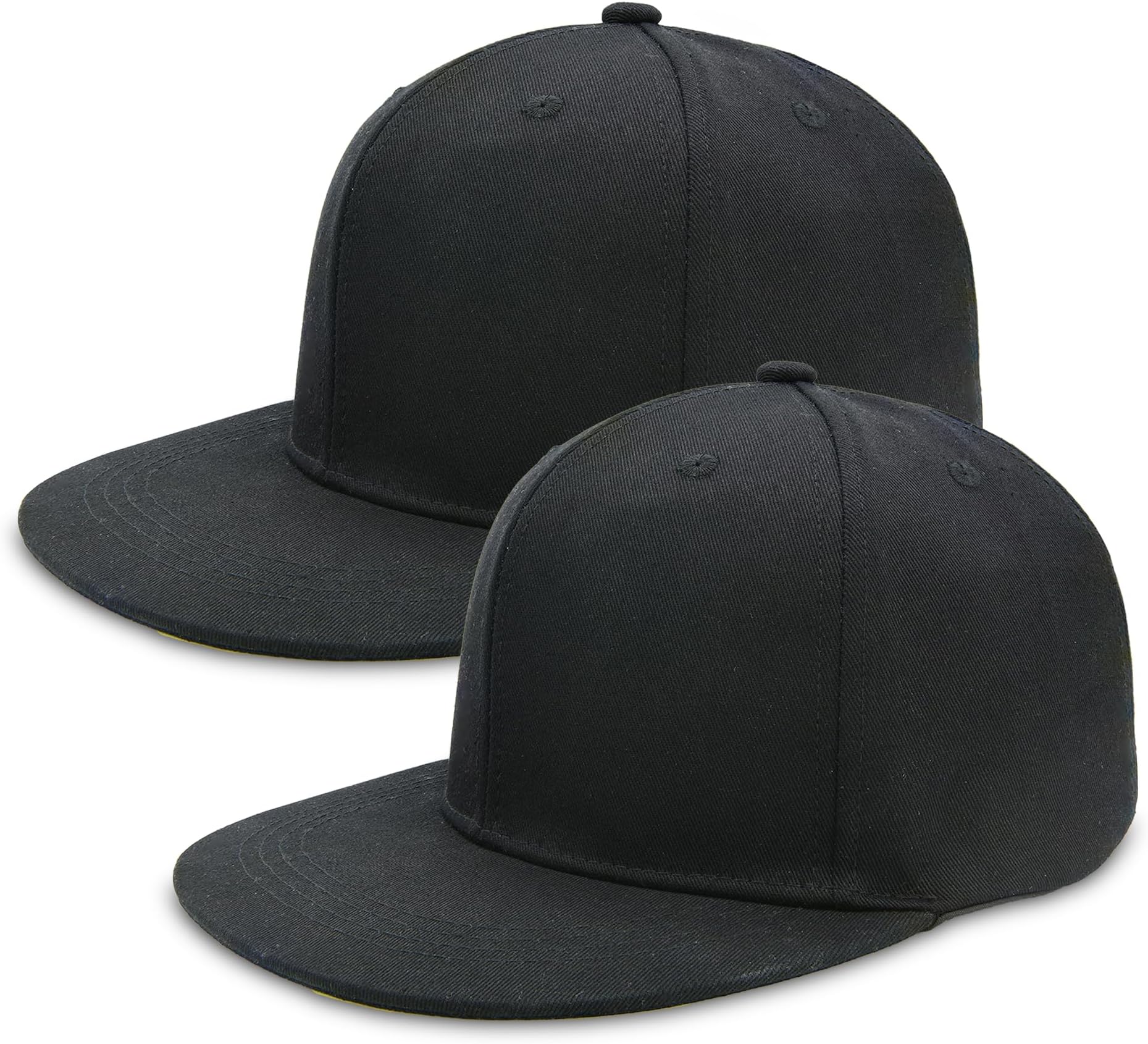 2 Pack Flat Brim Hats for Men, Snapback Hat for Women, 99% Cotton Adjustable Baseball Cap