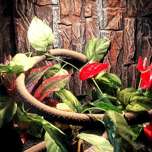 Miniatura 4 de Tfwadmx Reptiles Jungle Vines Bend A Branch Ivy Hojas artificiales Falsas Hábitat Adornos para camaleones, serpientes, lagartos, ranas