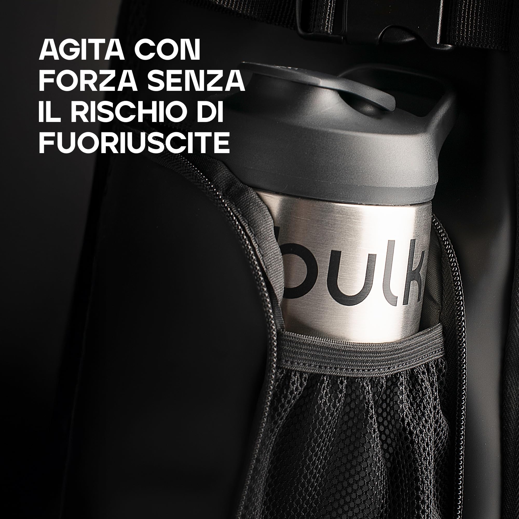 Bulk x Promixx Shaker Acciaio Inox | Nero | 700ml | Design Robusto & Antiperdita | Agitatore Snap-Fit per Mix Perfetti | Rivestimento Antiscivolo | Lunga Durata