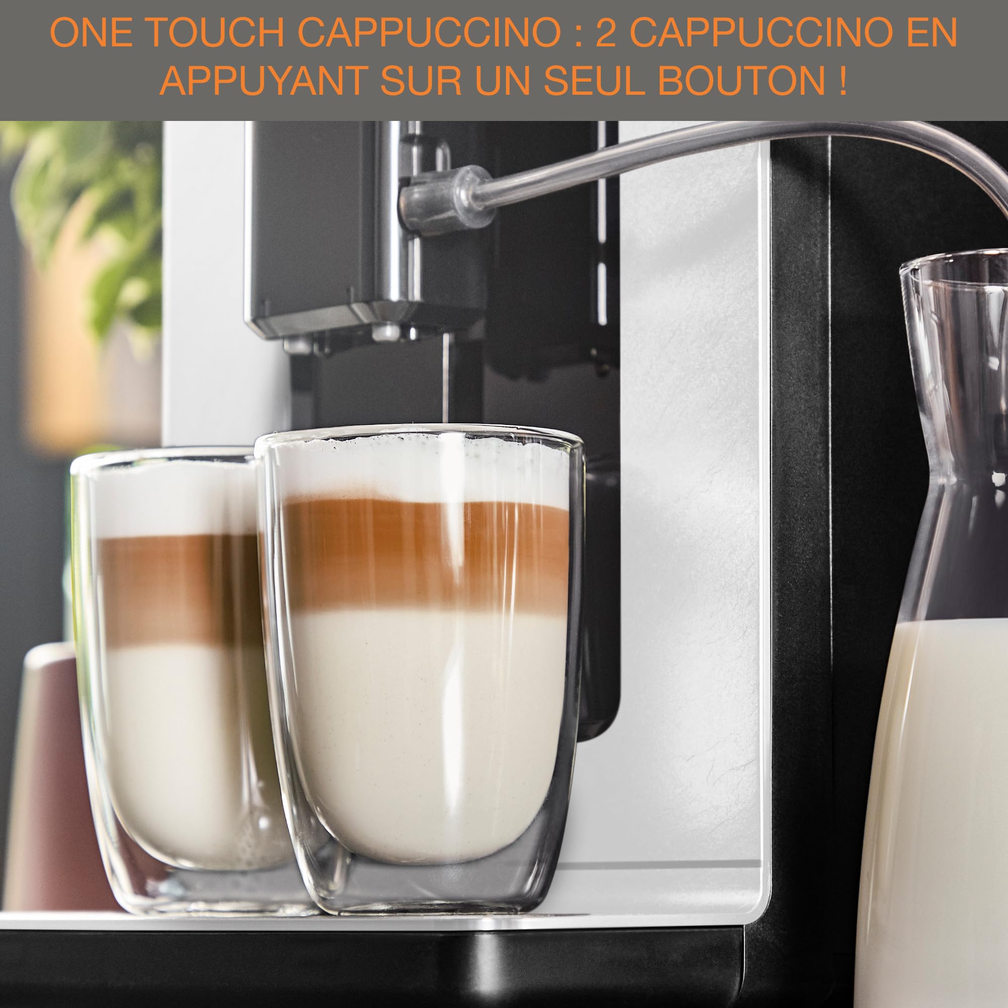 Machine cappuccino et expresso automatique KRUPS Evidence Eco-Design, goût exceptionnel, Quattro Force, boissons à base de lait grâce au système One-Touch, 8boissons préréglées, EA897A