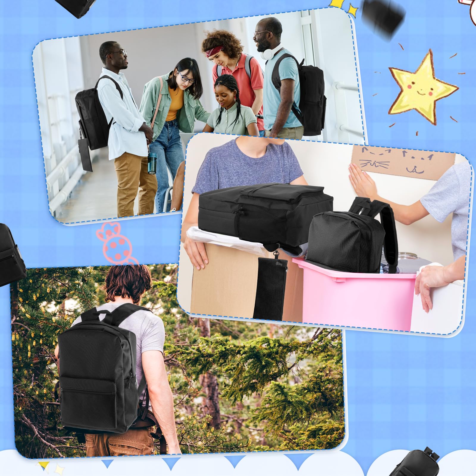 Silkfly 12 mochilas escolares con 12 estuches con cremallera para lápices de 15.7 pulgadas, bolsas ligeras para libros a granel para el regreso a la escuela