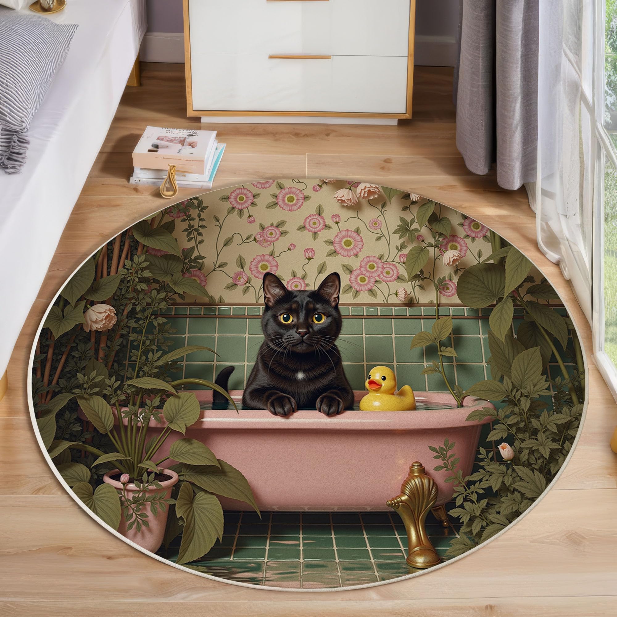 Tapis de chambre imprimé chat vintage pour une décoration de salon cosy