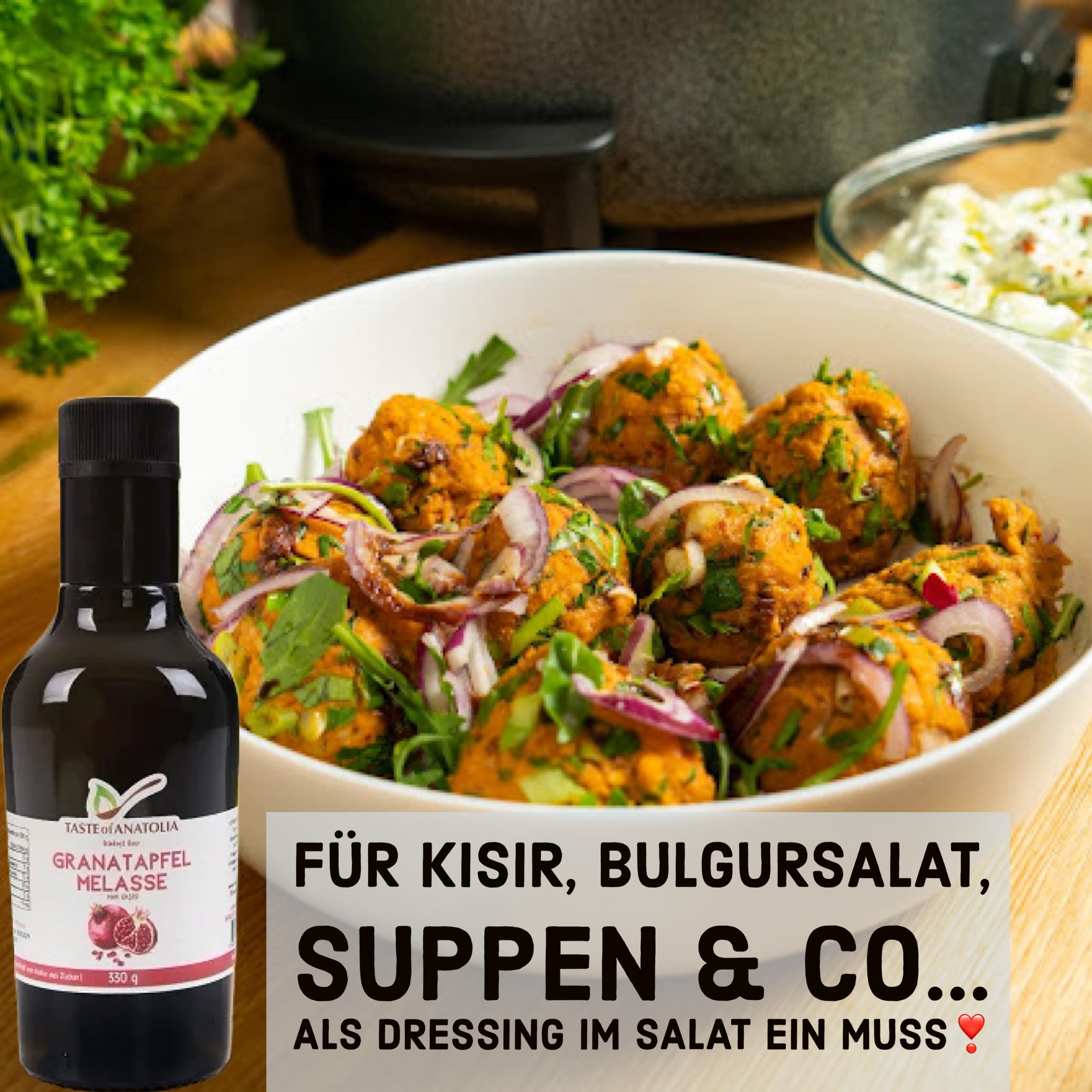 Granatapfelsirup pur 350ml - Granatapfelmelasse (Nar eksisi) 250 ml von TASTE of ANATOLIA Feinkost Oase, 100% natürlich. Aus HATAY-Türkei. (Namensänderung: auf Melasse und 250 ml)