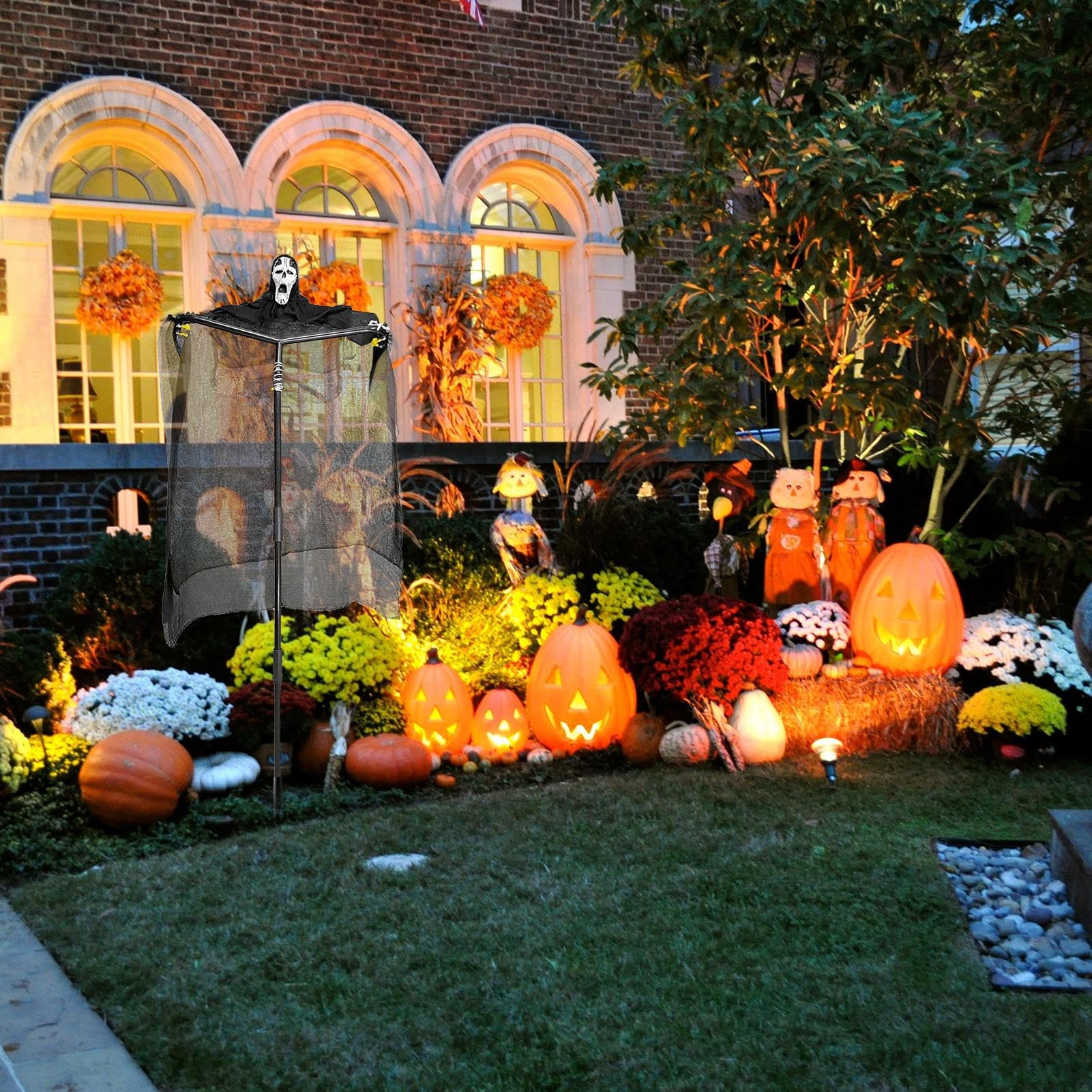 Dekoracja na Halloween do Ogrodu Halloweenowa Strach na Wróble na Zewnątrz | Duże Odporne na Pogodę Rekwizyty Sceniczne Ozdoby do Trawnika, Ogrodu, Werandy, Nawiedzonego Domu i Cmentarza