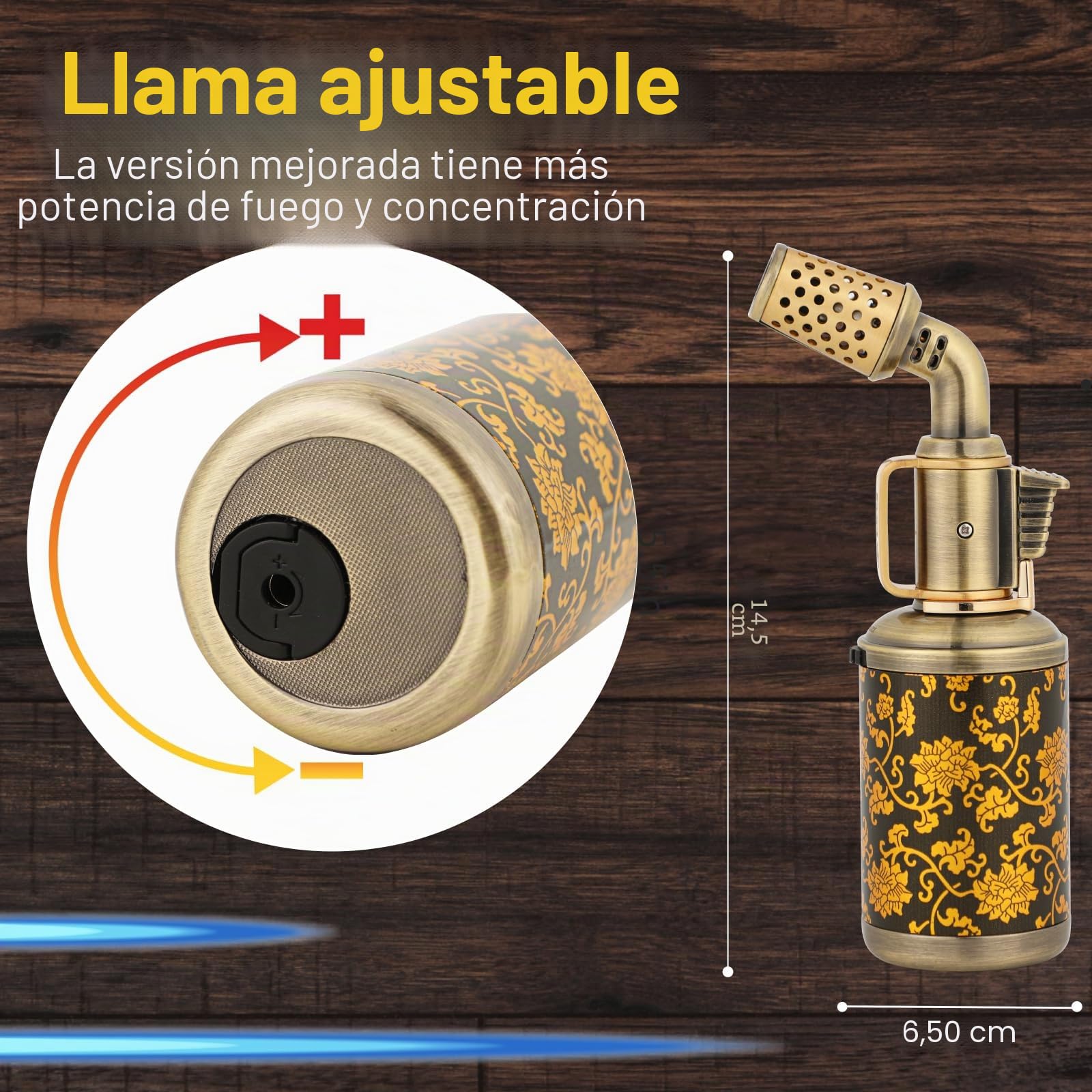 Soplete de butano profesional para cocina con bloqueo de seguridad, ajustable, recargable, multiuso, recargable, barbacoa, hornear, crema Brulee, manualidades y soldadura (gas butano no incluido)