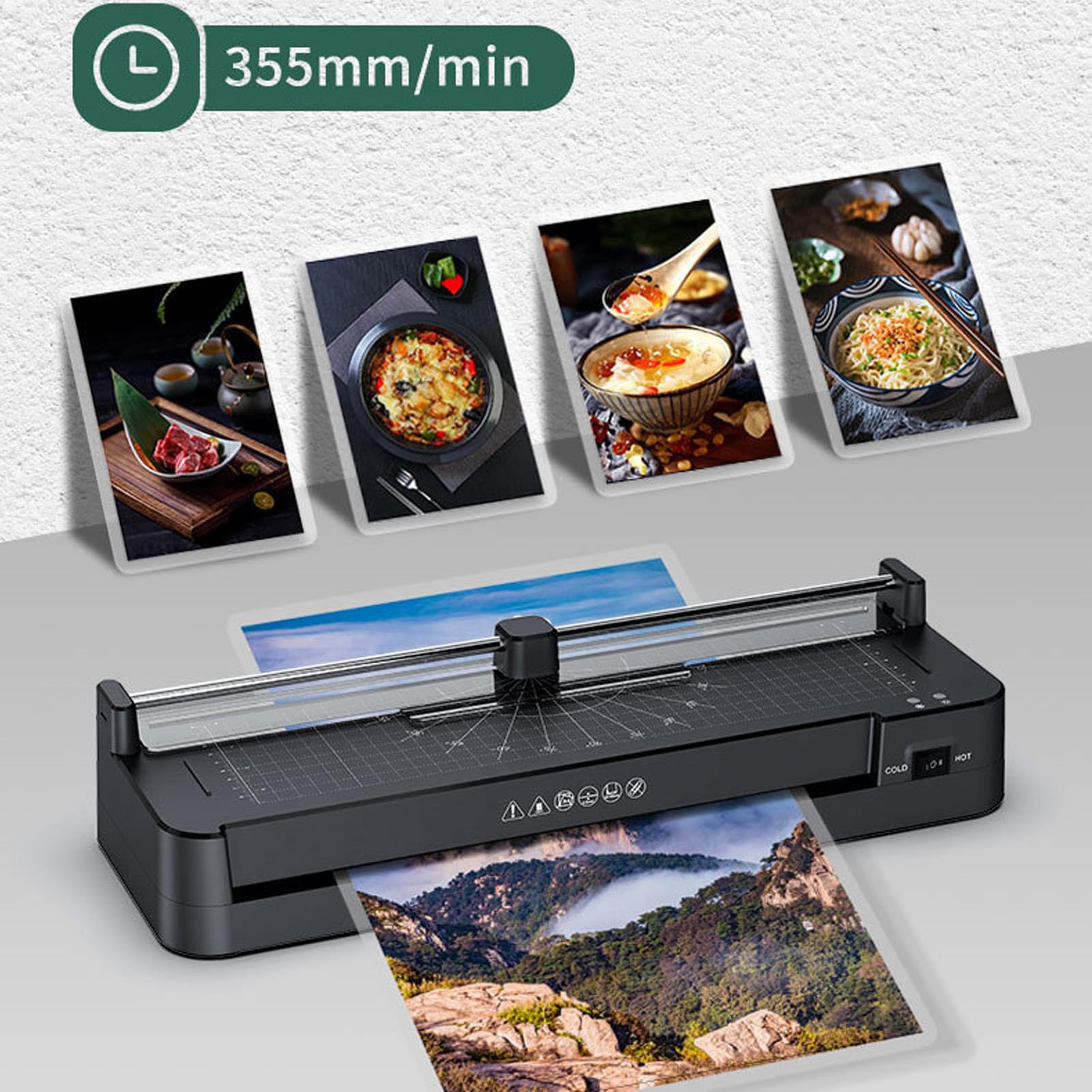 Laminator Machine, 400W Compact Laminator with Paper Trimmer, Thermal Lamination Machine with ABS Toggle Key for A3-3 Inch Photos Menus Documents Drawings (US Plug AC110-120V)