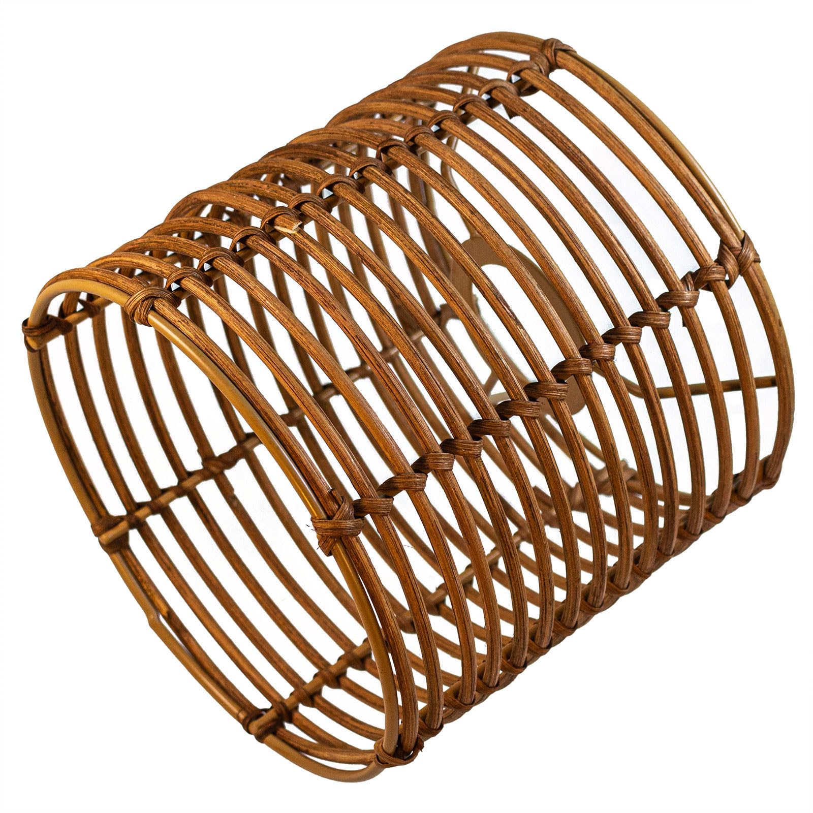Paralume rotondo in rattan boho, paralume per lampada da tavolo, lampada da appendere e da terra, per tutti gli interni, diametro 16 cm (1, rattan marrone)