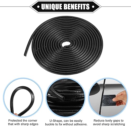 Miniatura 3 de Protector de borde de puerta de automóvil, 16.4 pies en forma de U, borde de goma, protector universal para automóvil, camión, ATV, barco,