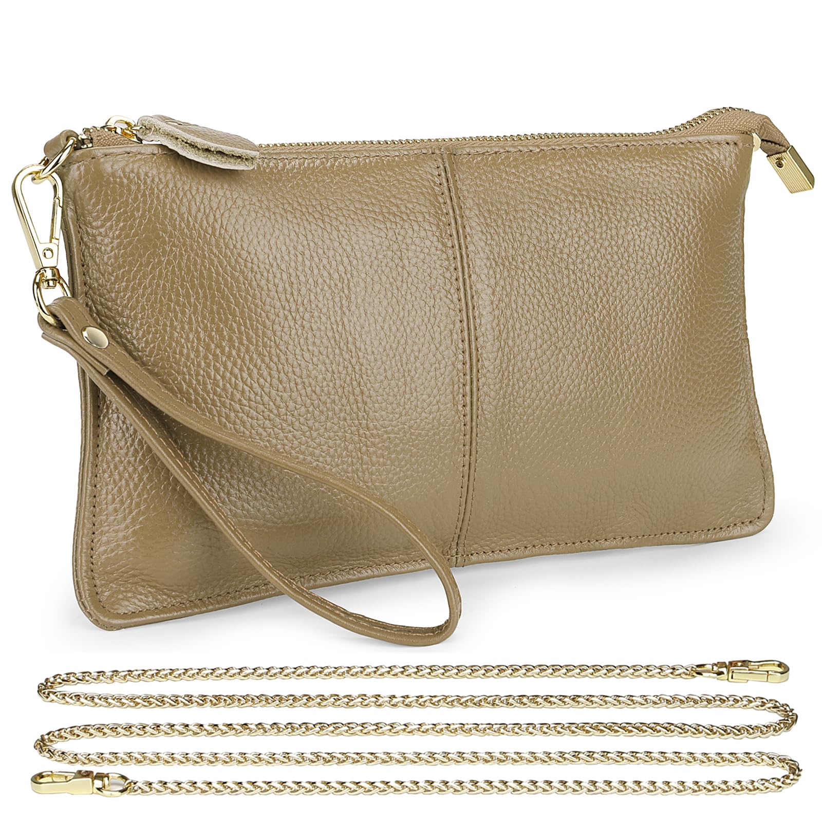 Uromee Genuine Leather Wristlet Wallet Clutch Purses with Detachable Chain