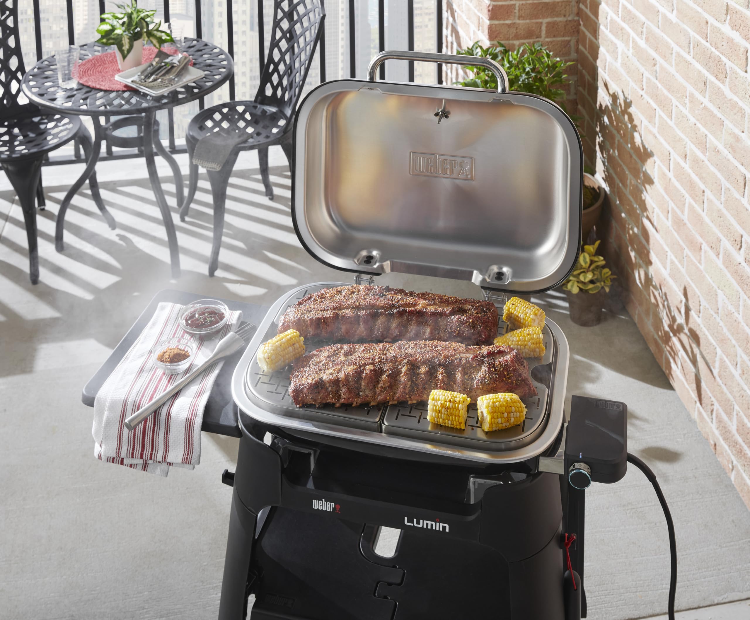 Weber Lumin Set versatilità Medium/amplia Le funzioni del Grill Lumin per Cottura a Vapore, Mantenimento in Caldo e grigliatura – Nero (6614)