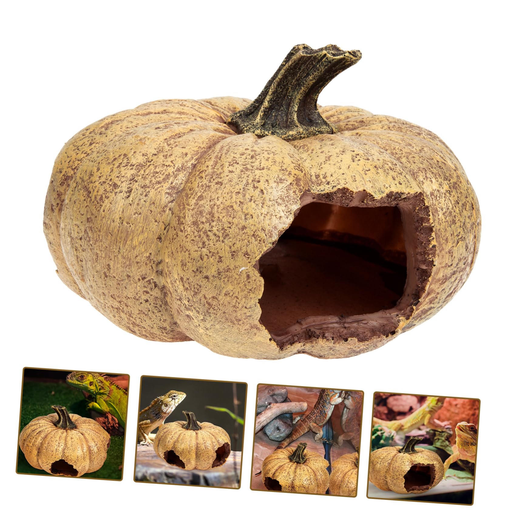 Angoily Terrario Decorativo De Calabaza para Reptiles Escondite Natural para Terrarios y Acuarios Accesorio Lifelike para y Pequeños Animales
