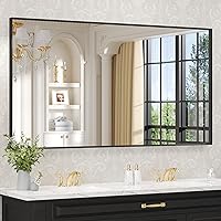 Vista 20 de LOAAO Espejo de Baño de Pared Rectangular Negro de 20"X30", Marco de Aleación de Aluminio Negro Mate, Vidrio Templado, se Cuelga Vertical u