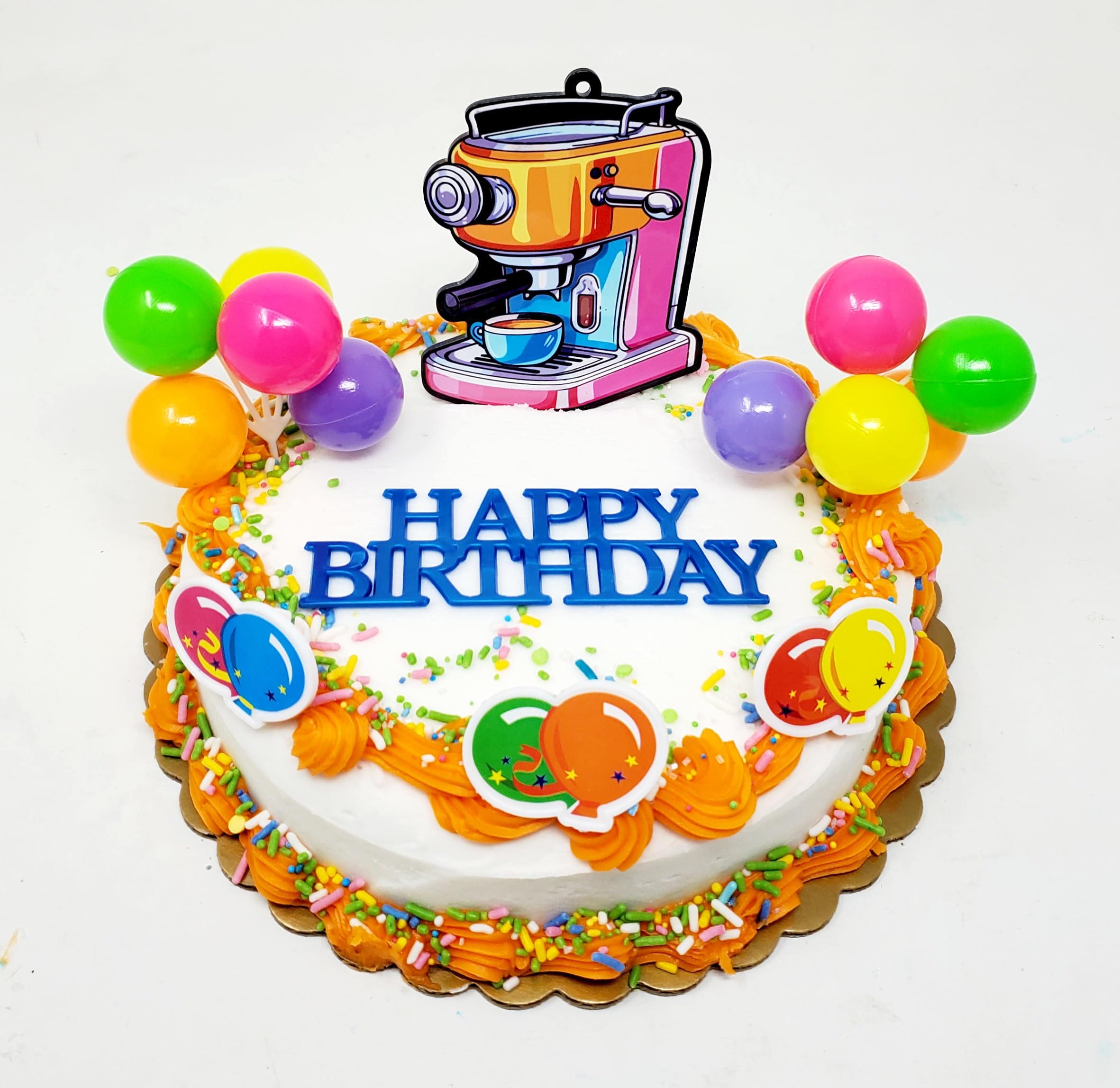Generic Expresso Machine Themed Birthday Cake Topper Set
