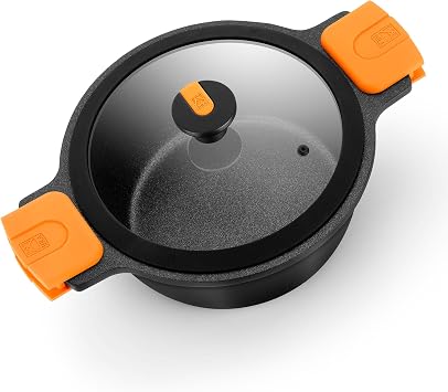 BRA COOKWARE Efficient Pro Nonstick Stock Pot w/Lid | 9.5 Inch 4.2 Quart Cooking Pot | 3-Layer Scratch Resistant Coating | PFOA Free Deep Pot | All Cooktops | Oven Safe up to 425F w/o Lid-Handles