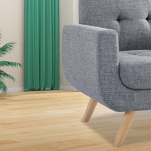 Miniatura 11 de Rosevera Elena - Sillón contemporáneo con tapicería de lino, muebles de sala de estar, color beige Beige,Gris,Beige