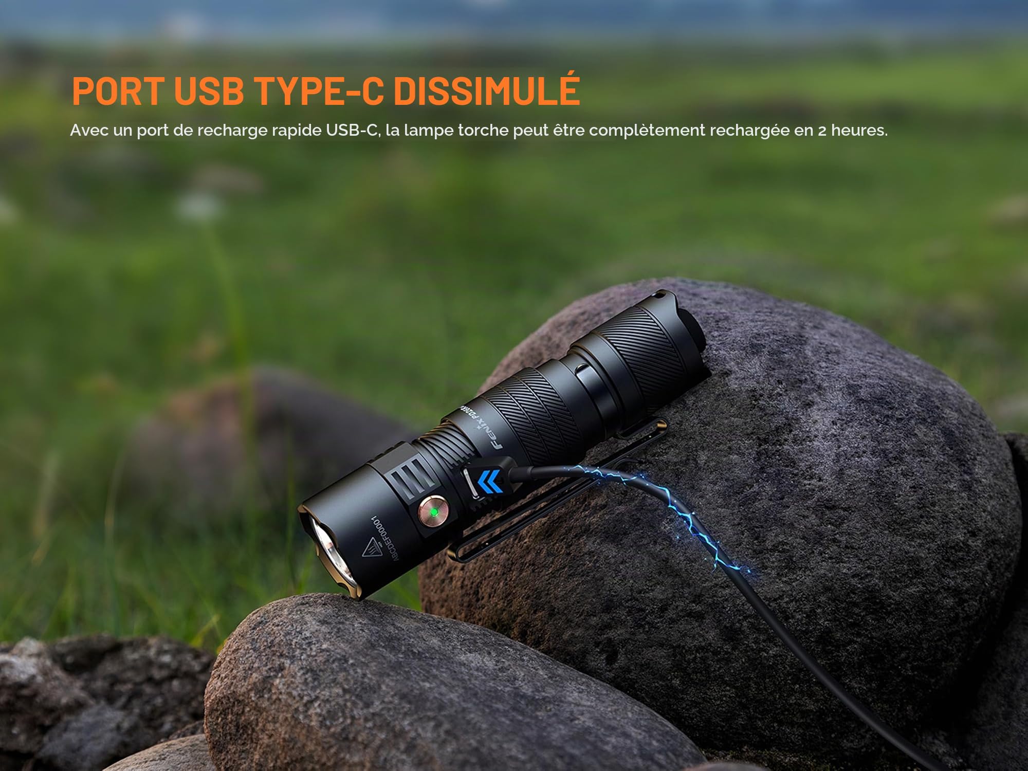 Fenix PD26R ACE Lampe de poche rechargeable compacte pour extérieur/sécurité | 1300 lumens | 354 m | 556 heures max | Fonction de réglage - Profils sélectionnables, couvercle USB rotatif | IP68, Noir