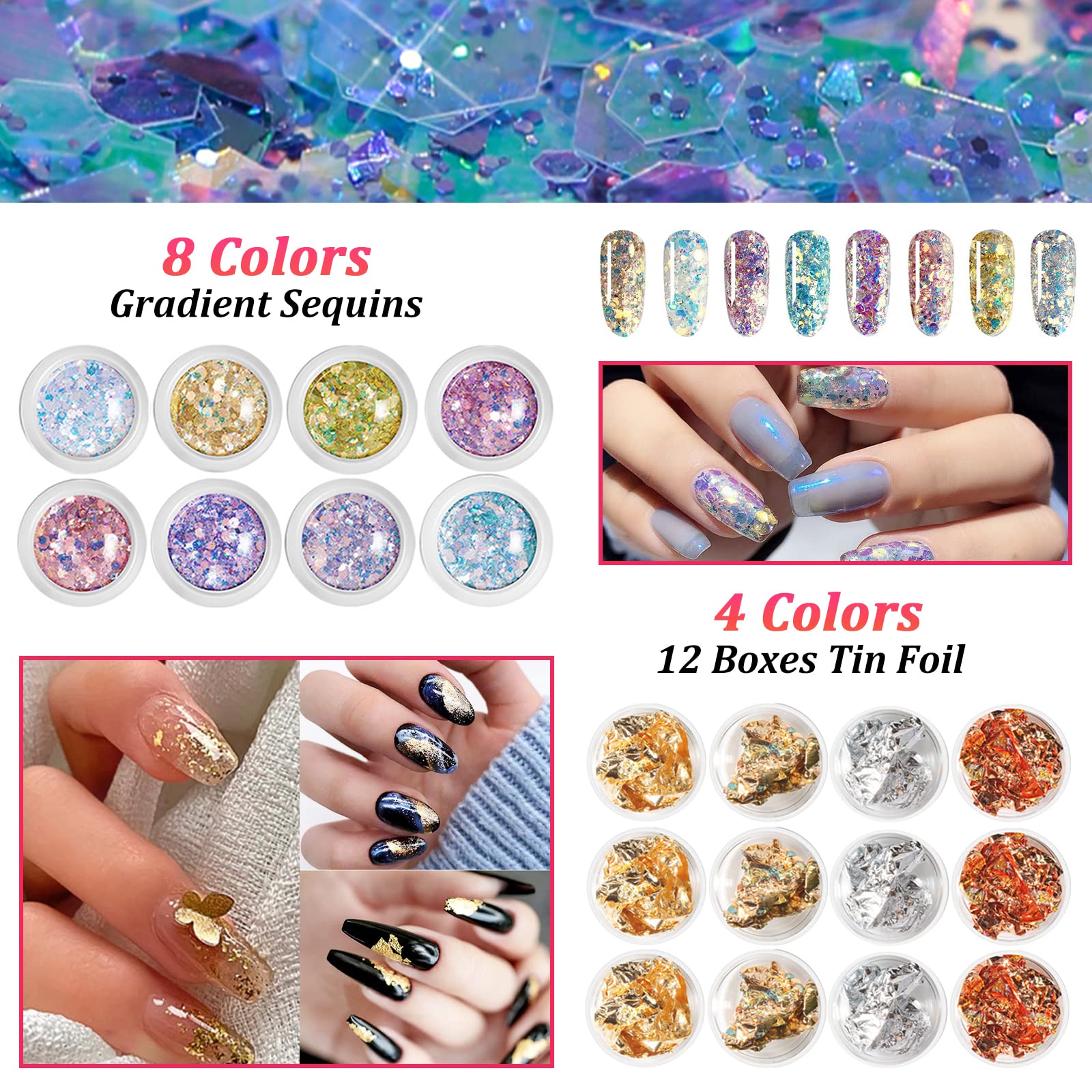 JOYBOY Kit de Nail Art Pinceau,Nail Art Design Set avec 15 Peinture Brosse à Pinceaux,2 Boîtes Ongles Strass et 1 Boîte de Papier D'aluminium,Ensemble de Pinceaux à Ongles 107pcs Nail Art Kits